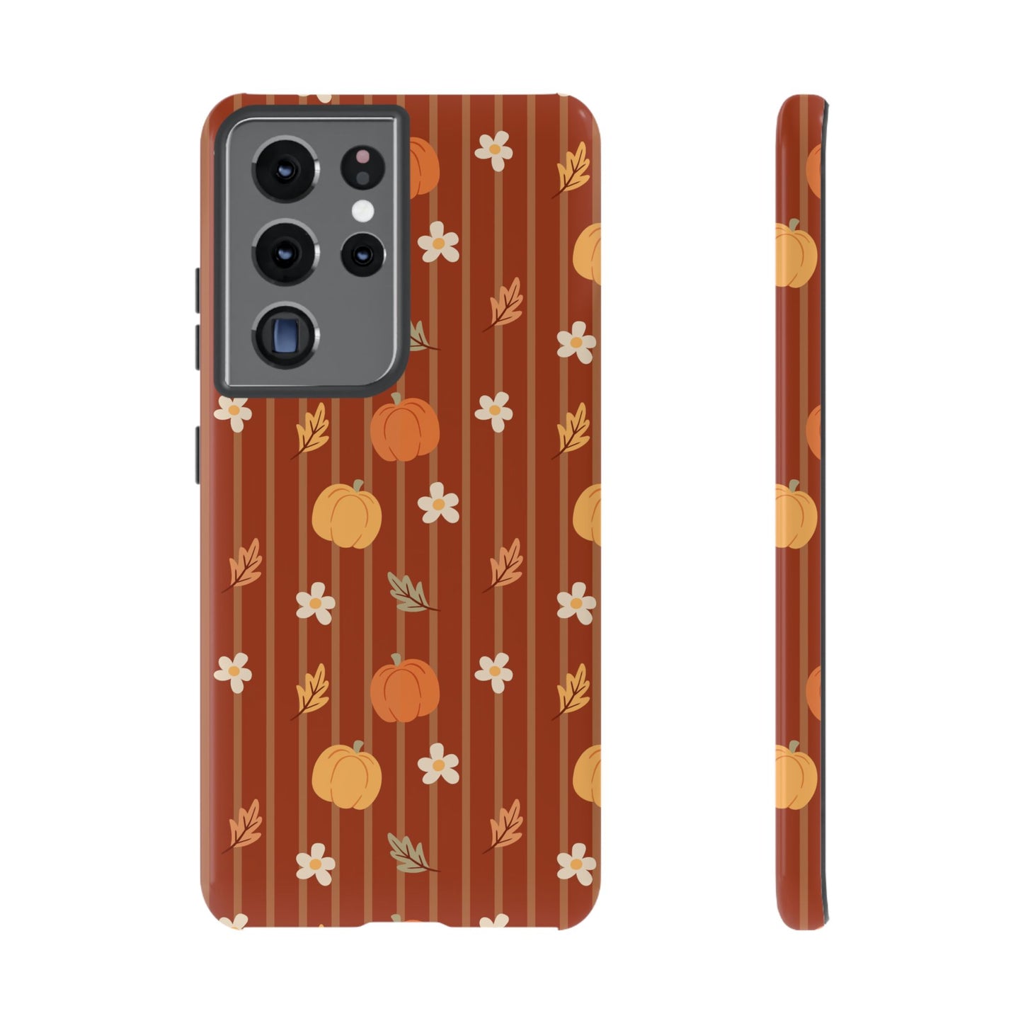 Pumpkin Spice Floral Stripe Samsung Case