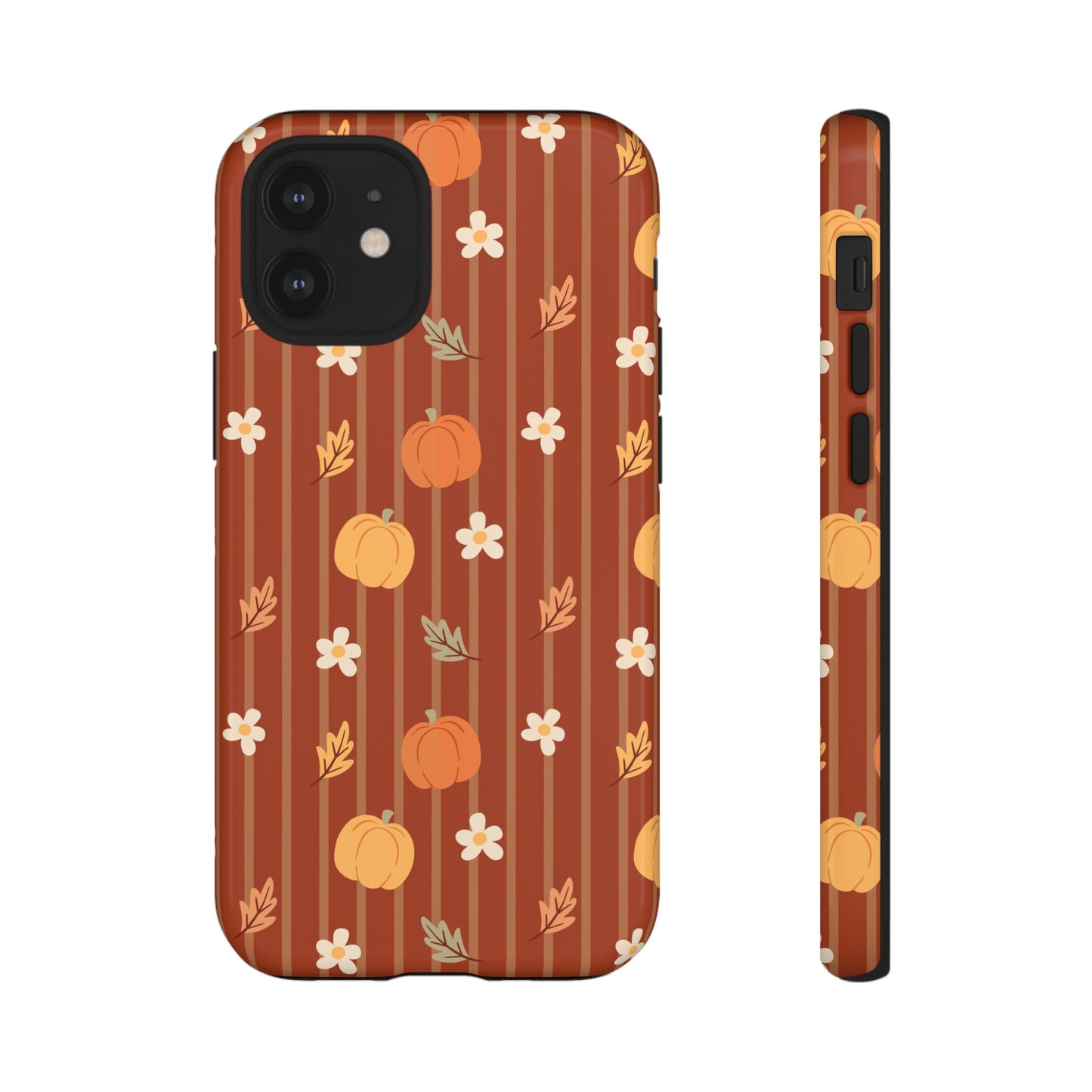 Pumpkin Spice Floral Stripe iPhone Case
