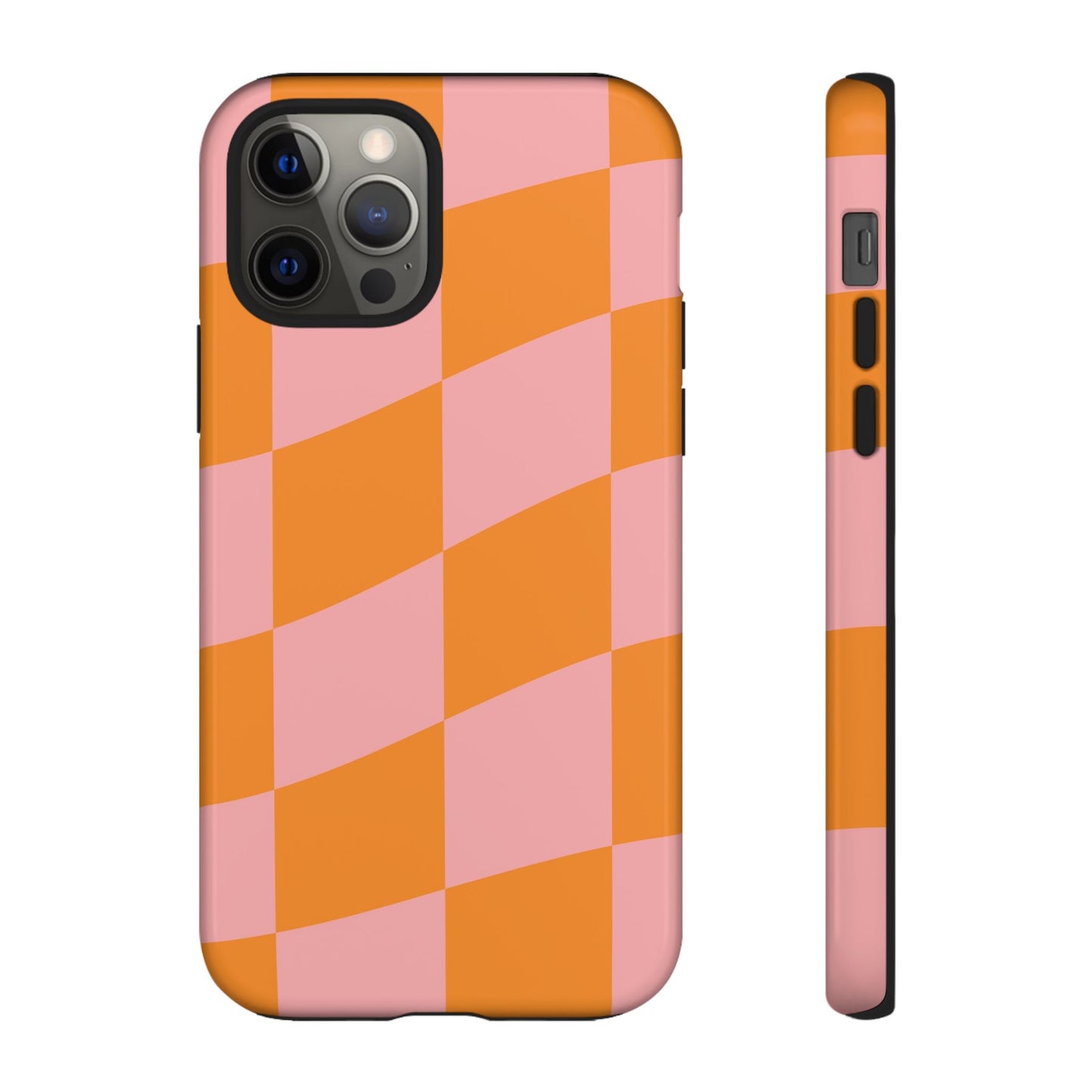 Pink & Orange Wavy Checker iPhone Case