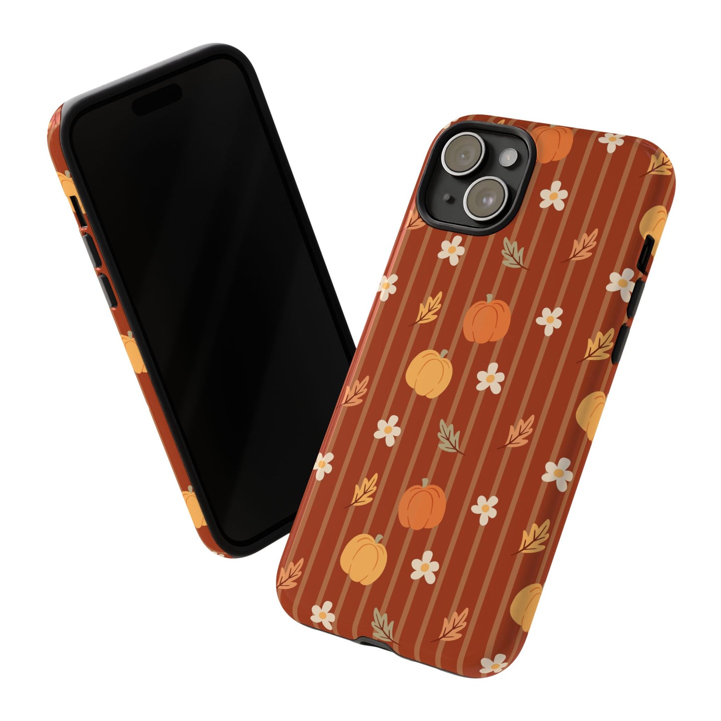 Pumpkin Spice Floral Stripe iPhone Case