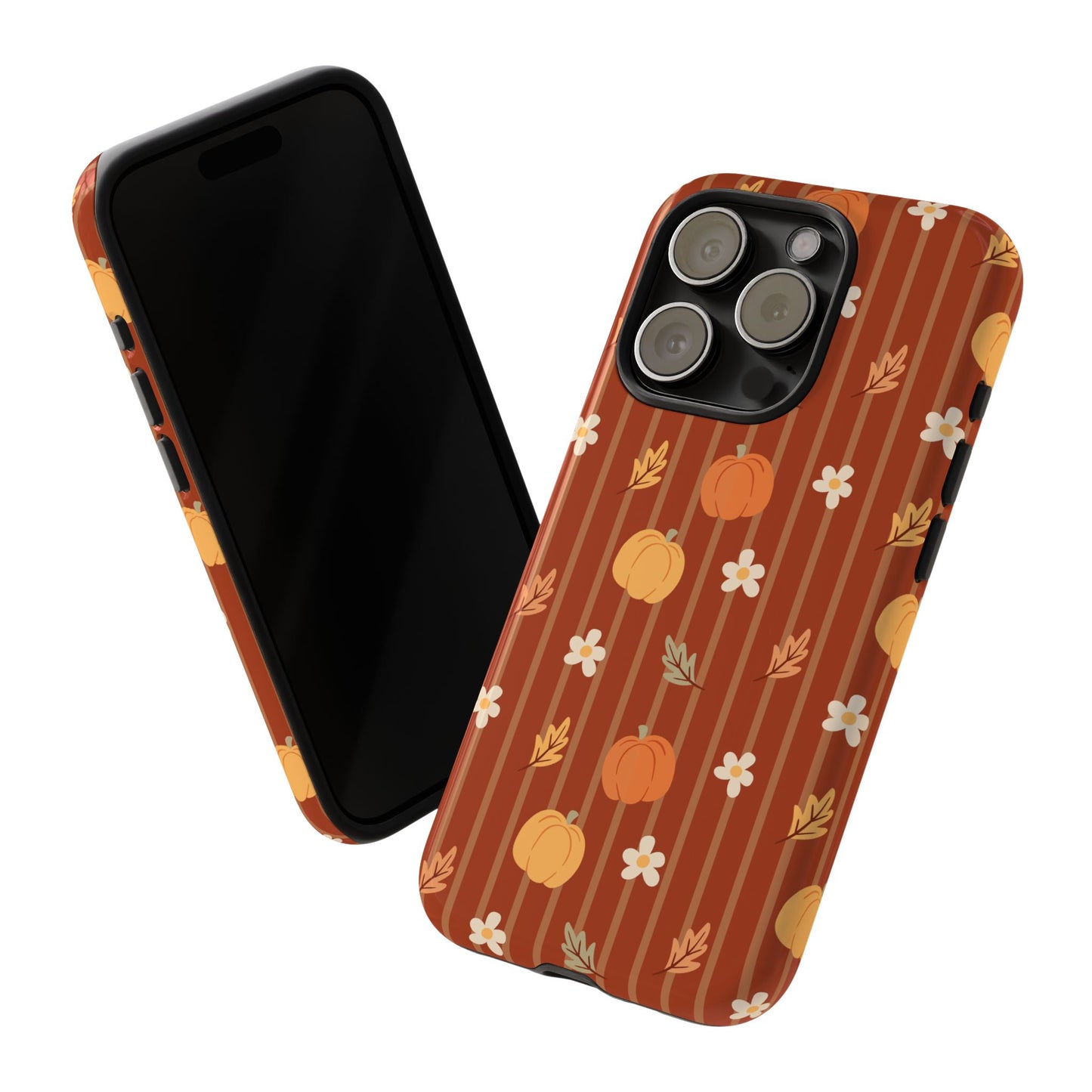 Pumpkin Spice Floral Stripe iPhone Case