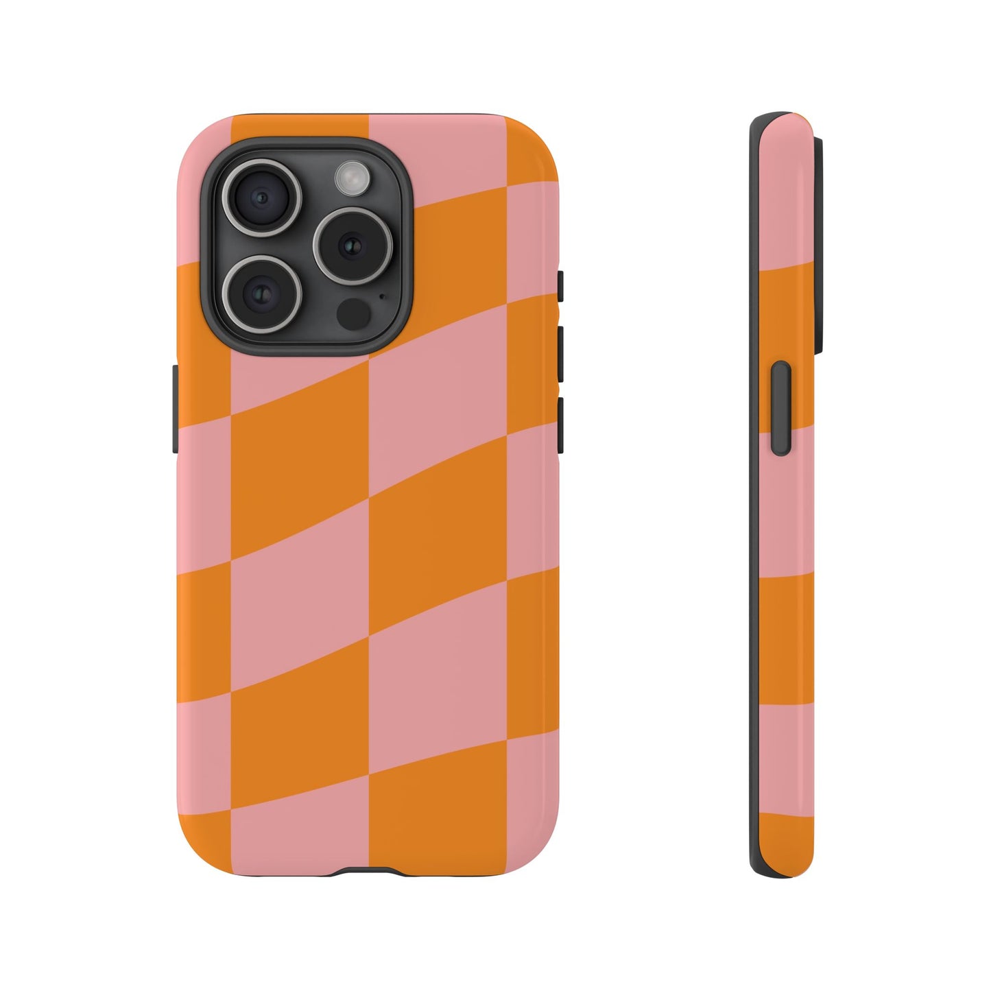 Pink & Orange Wavy Checker iPhone Case