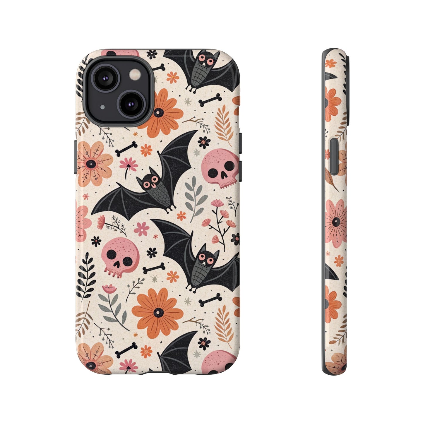 Floral Bats & Skulls Halloween iPhone Case