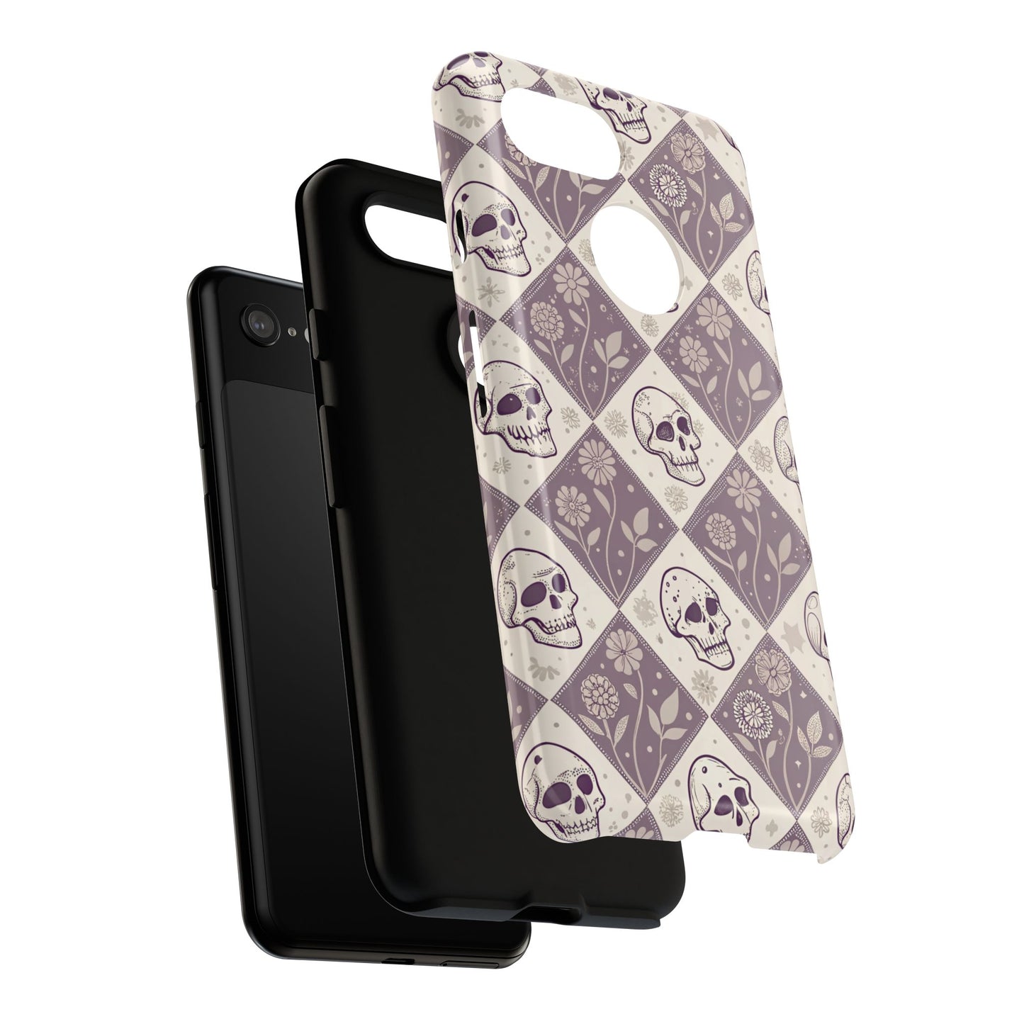 Vintage Skull & Floral Diamond Google Pixel Case