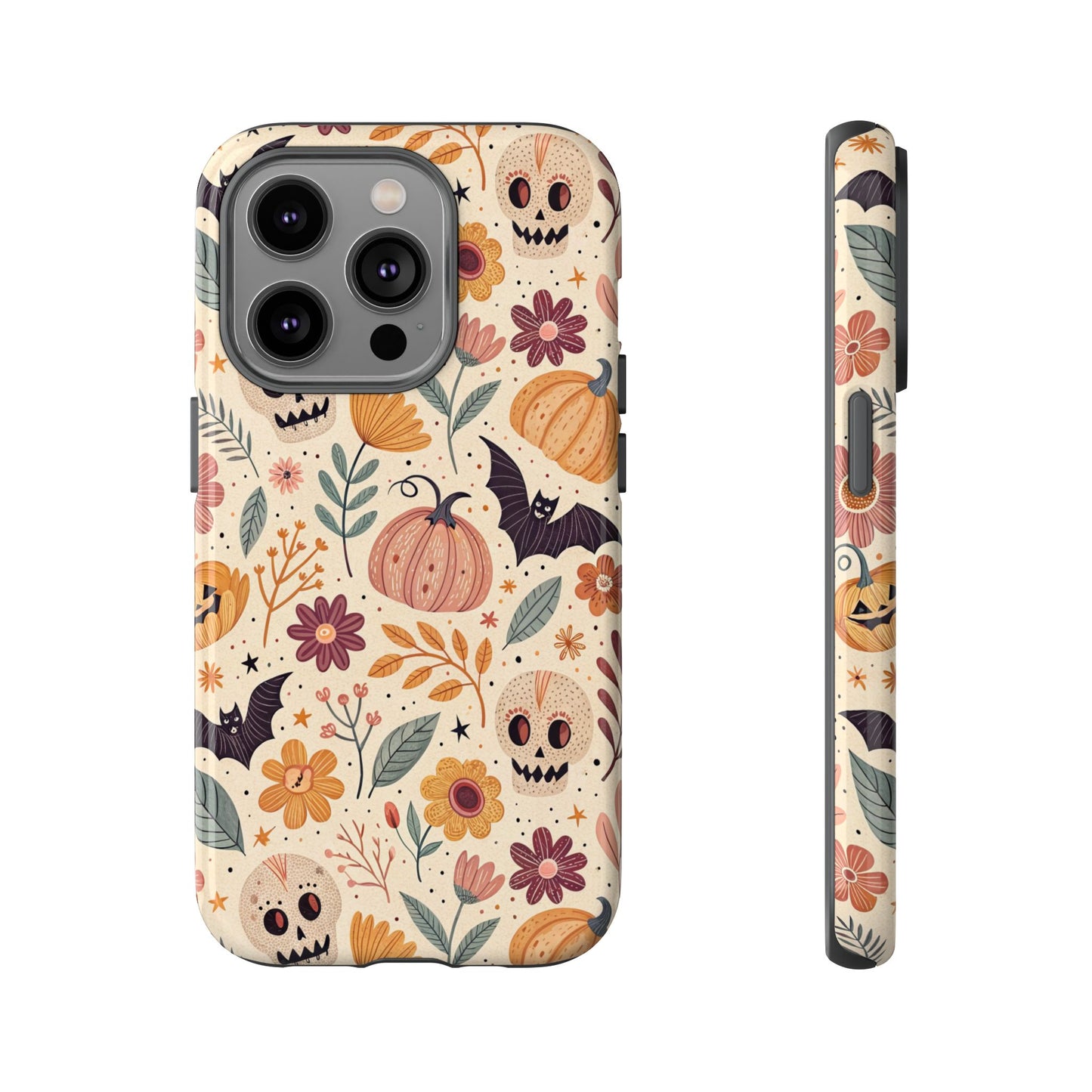 Halloween Skulls & Pumpkins Floral iPhone Case