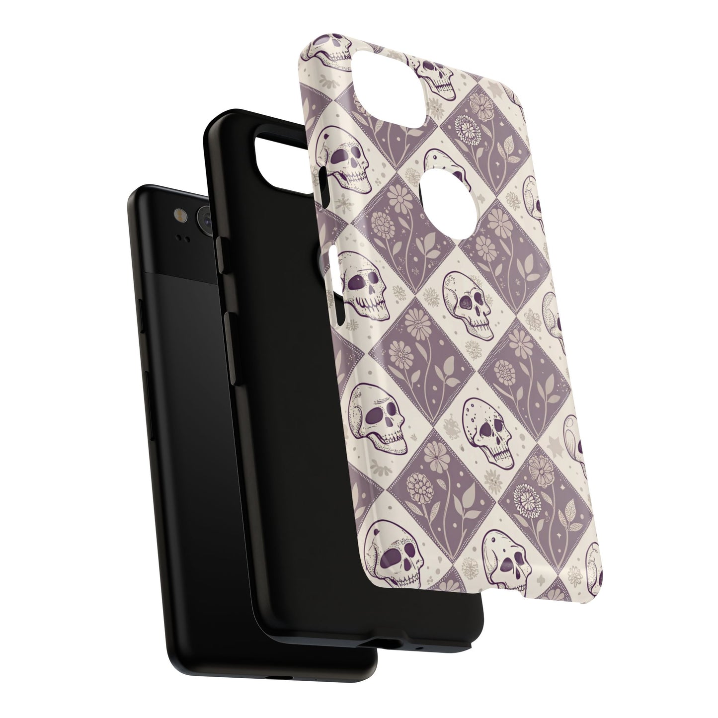 Vintage Skull & Floral Diamond Google Pixel Case
