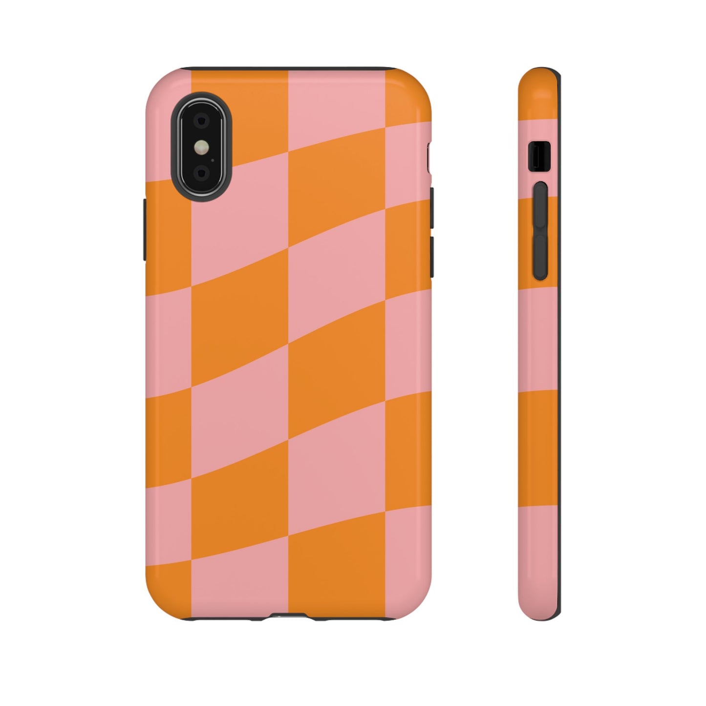 Pink & Orange Wavy Checker iPhone Case