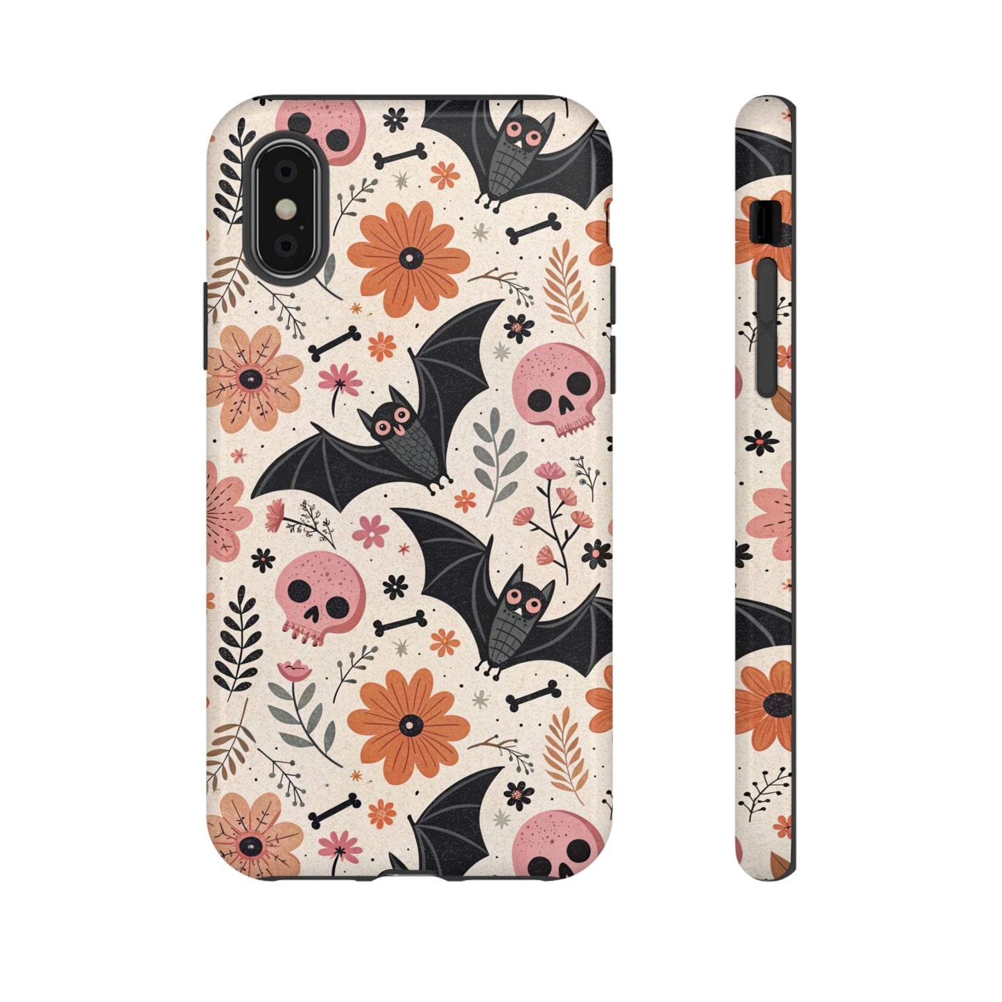 Floral Bats & Skulls Halloween iPhone Case
