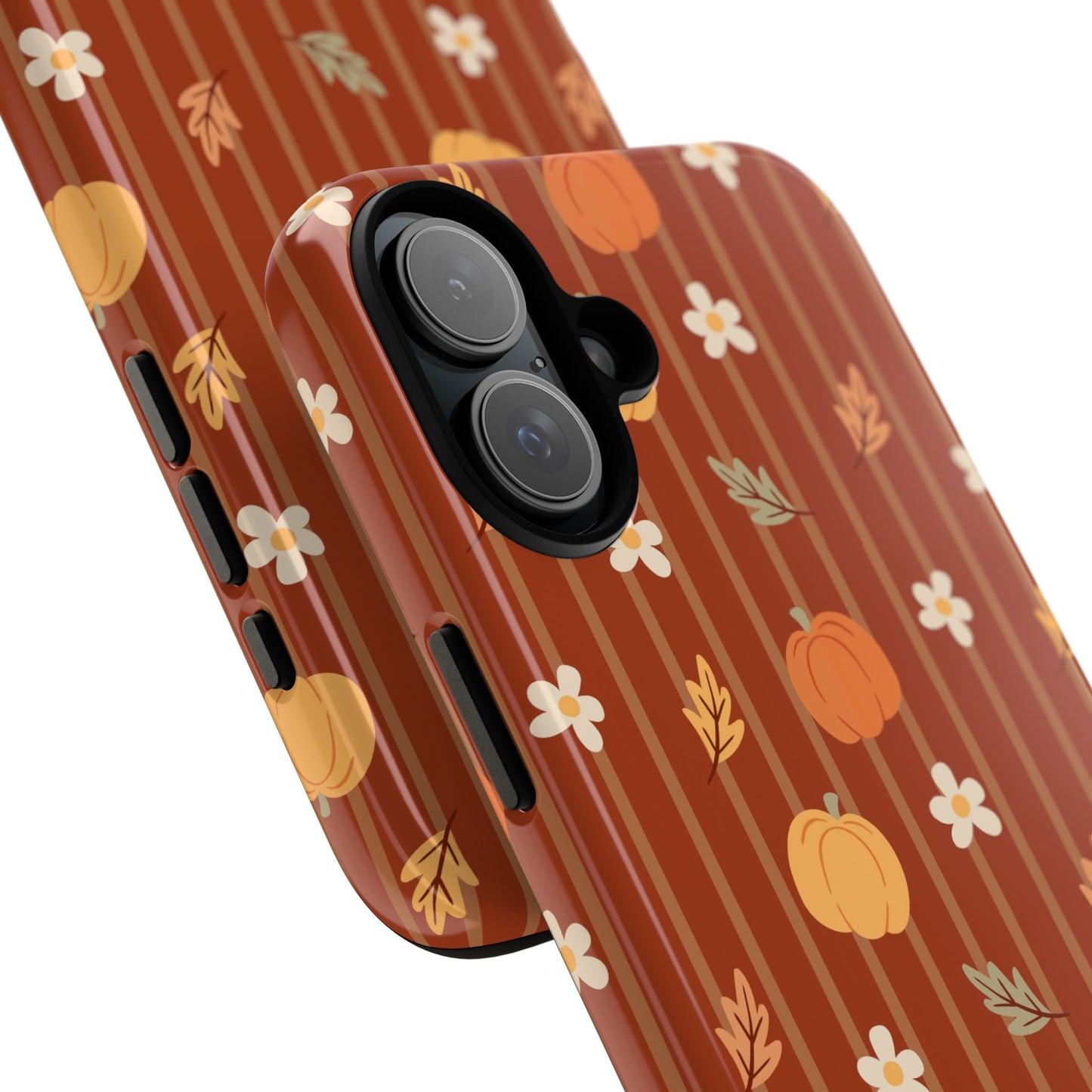 Pumpkin Spice Floral Stripe iPhone Case