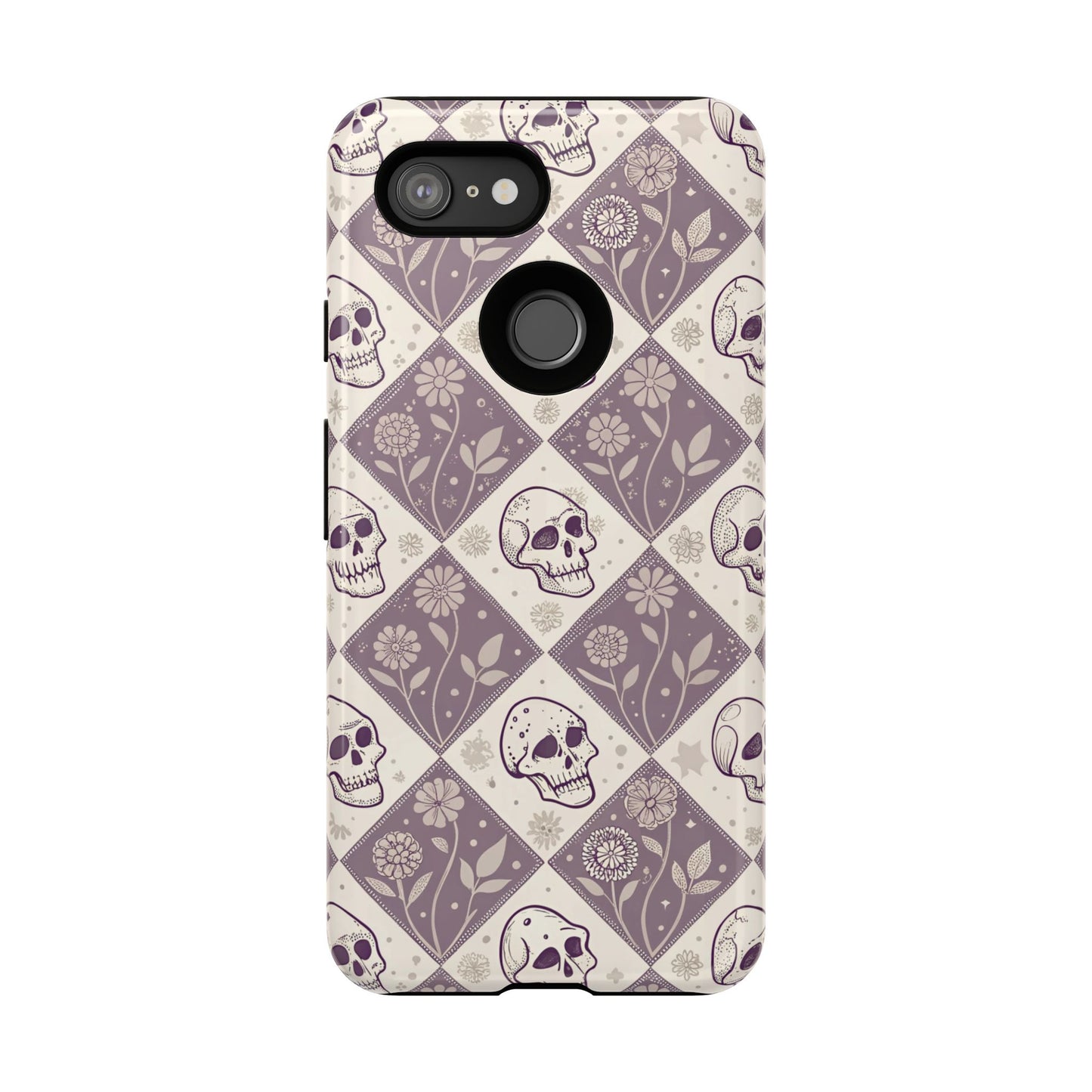 Vintage Skull & Floral Diamond Google Pixel Case