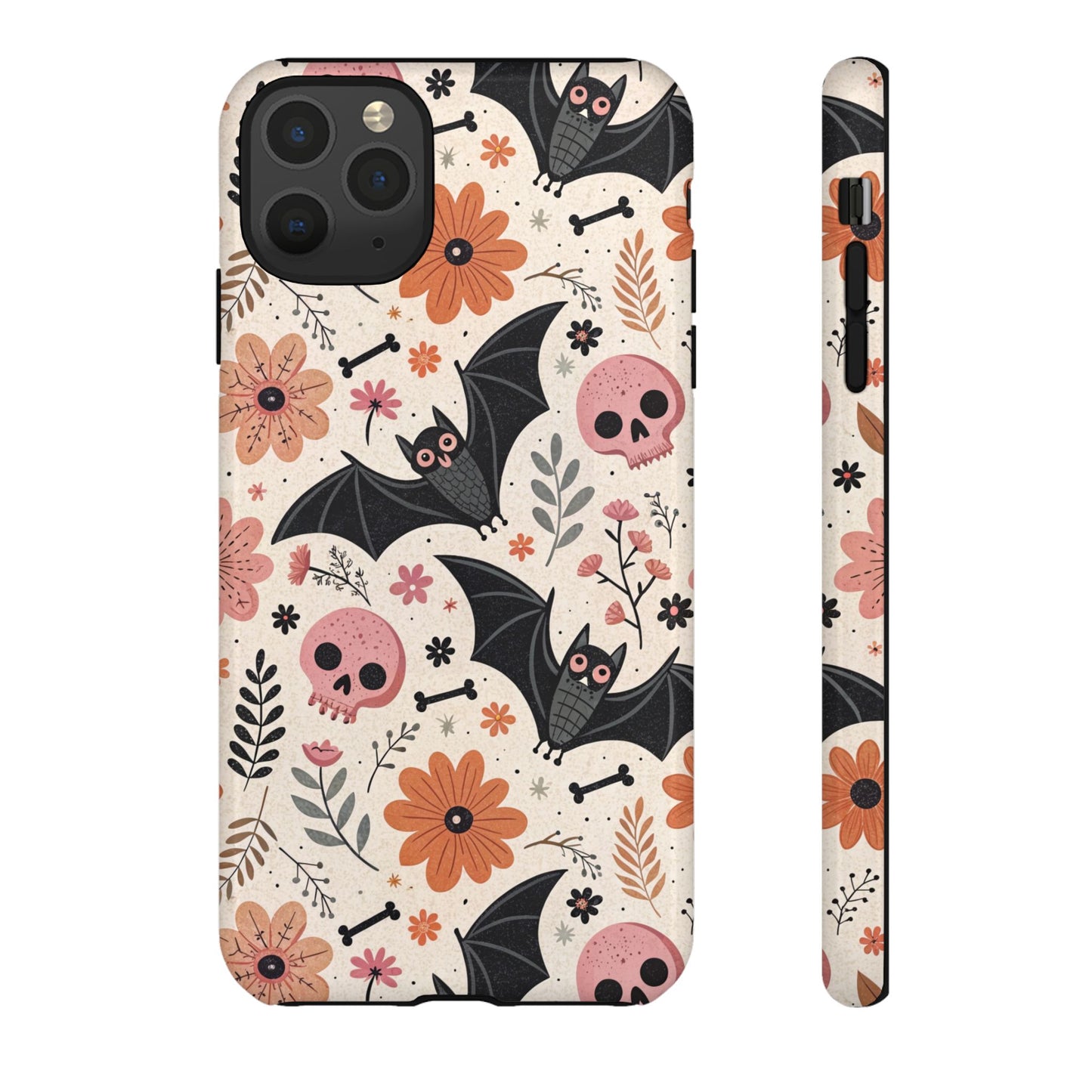 Floral Bats & Skulls Halloween iPhone Case