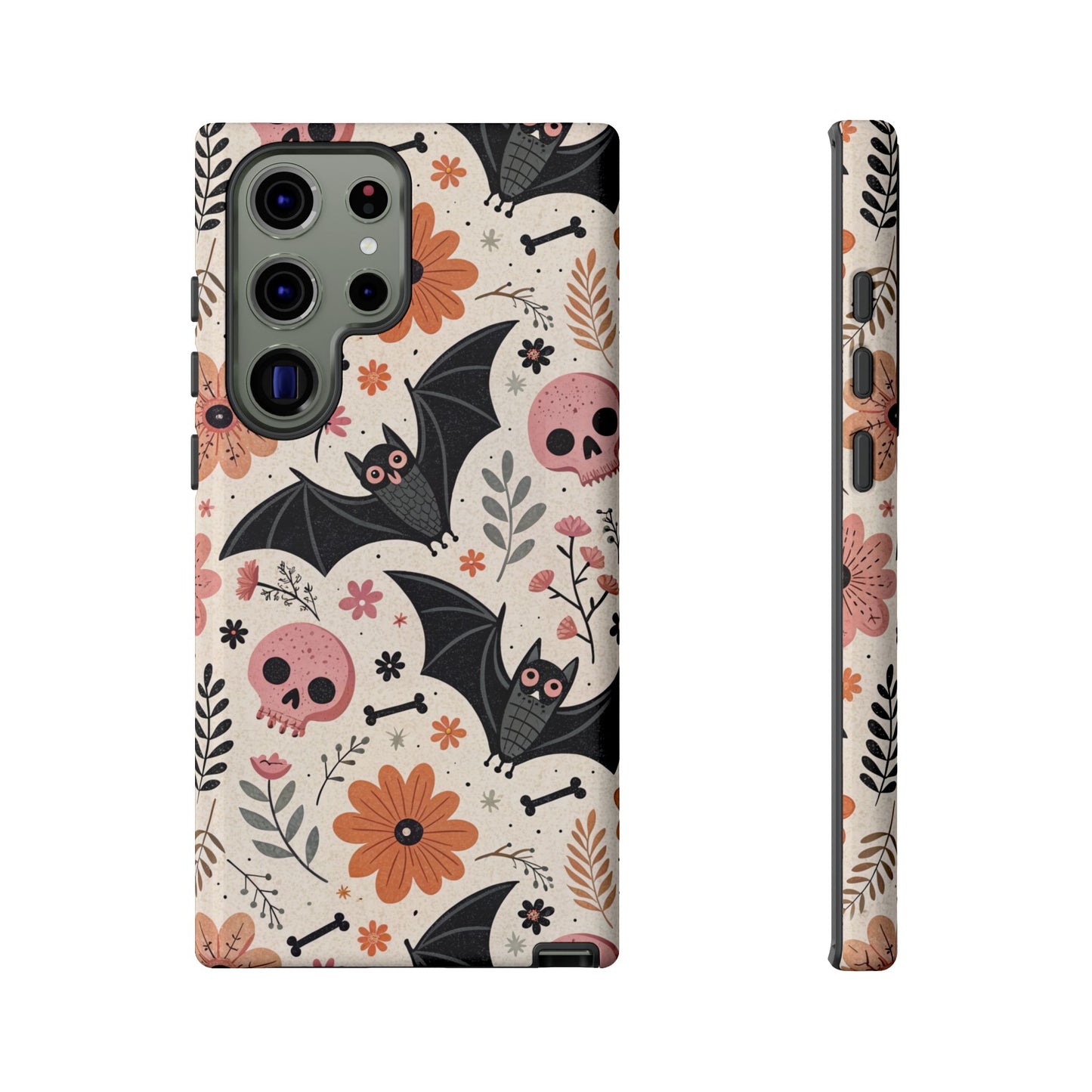 Floral Bats & Skulls Halloween Samsung Case