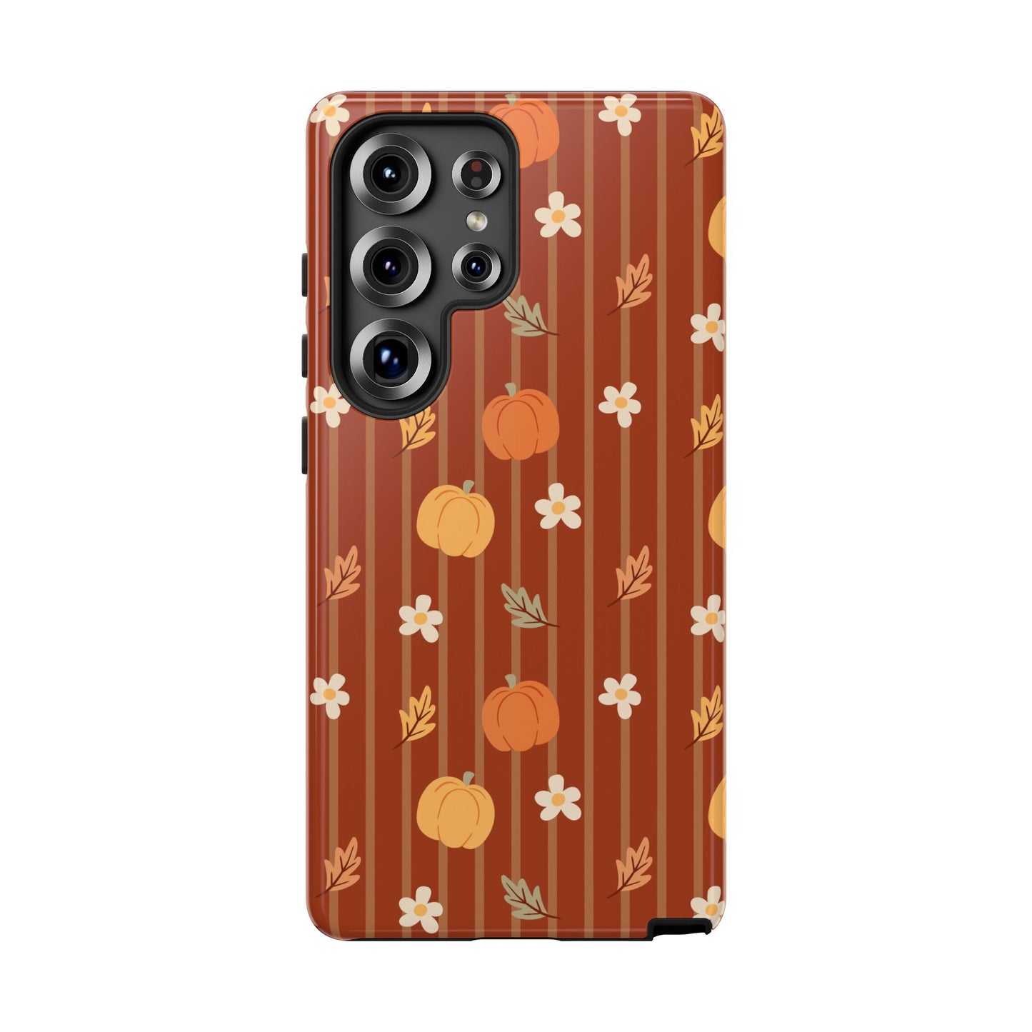 Pumpkin Spice Floral Stripe Samsung Case