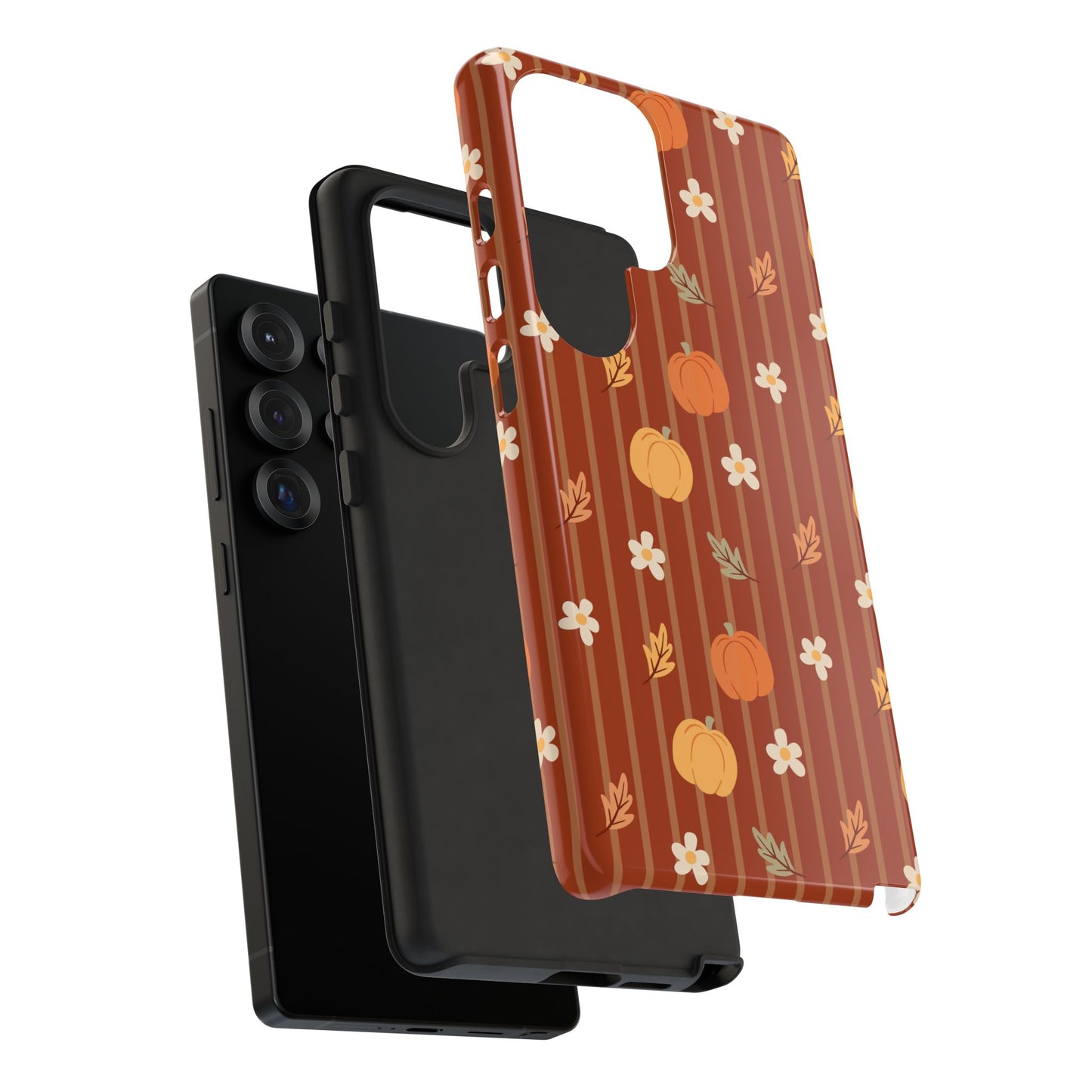 Pumpkin Spice Floral Stripe Samsung Case