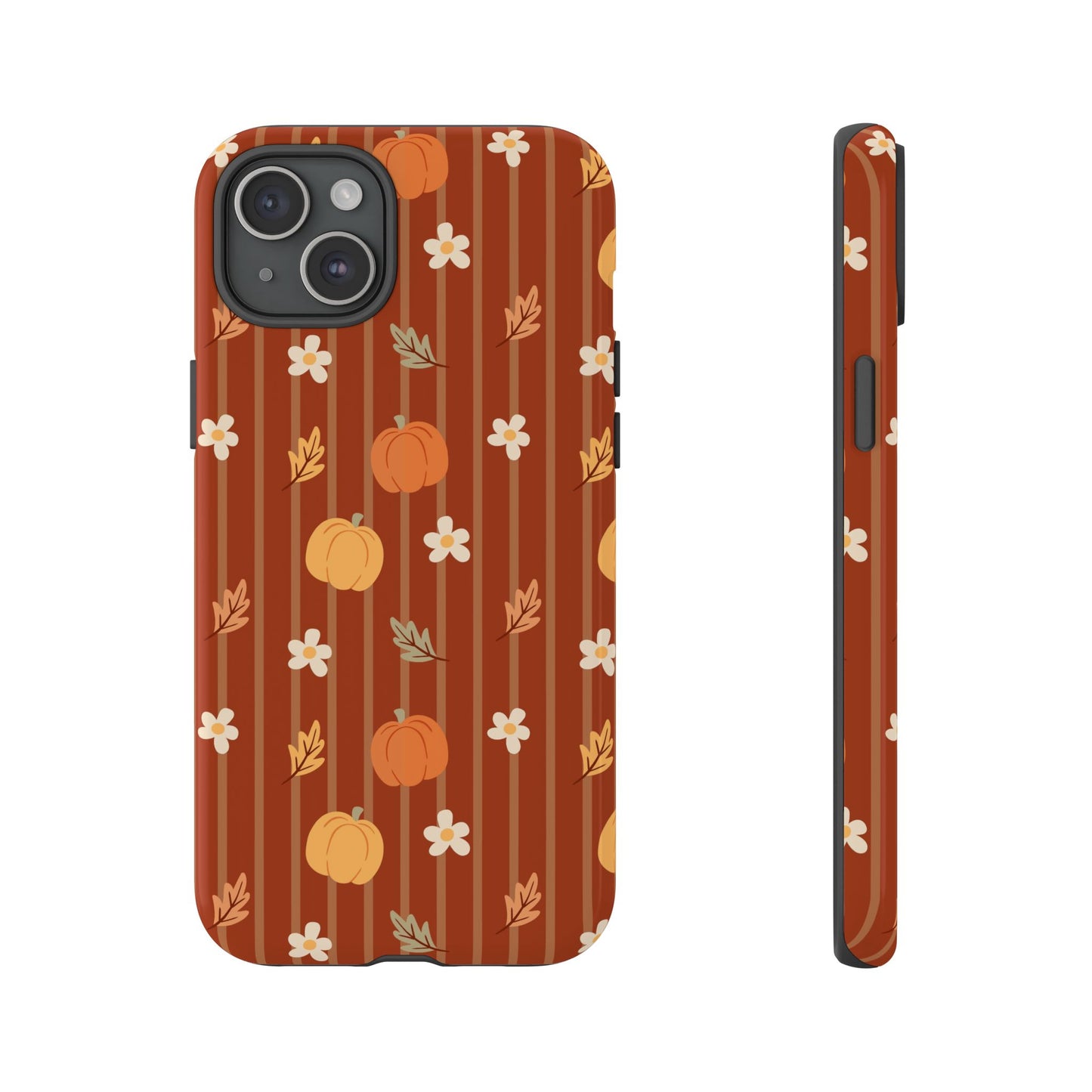 Pumpkin Spice Floral Stripe iPhone Case