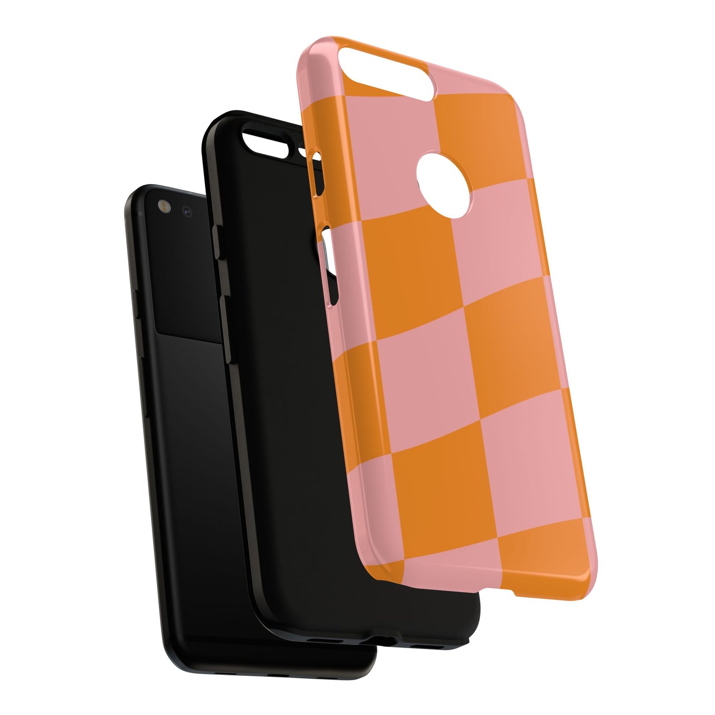 Pink & Orange Wavy Checker Google Pixel Case