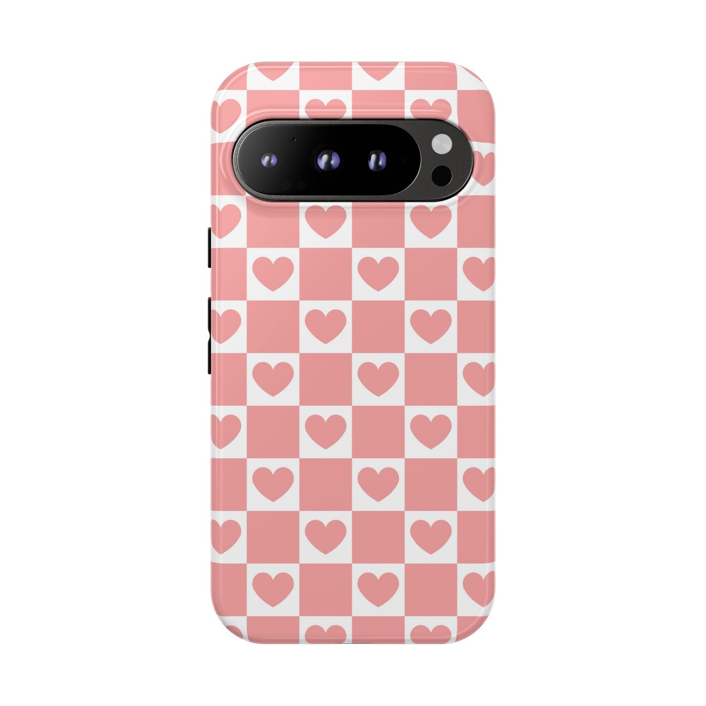Pink Heart Checkerboard Google Pixel Case