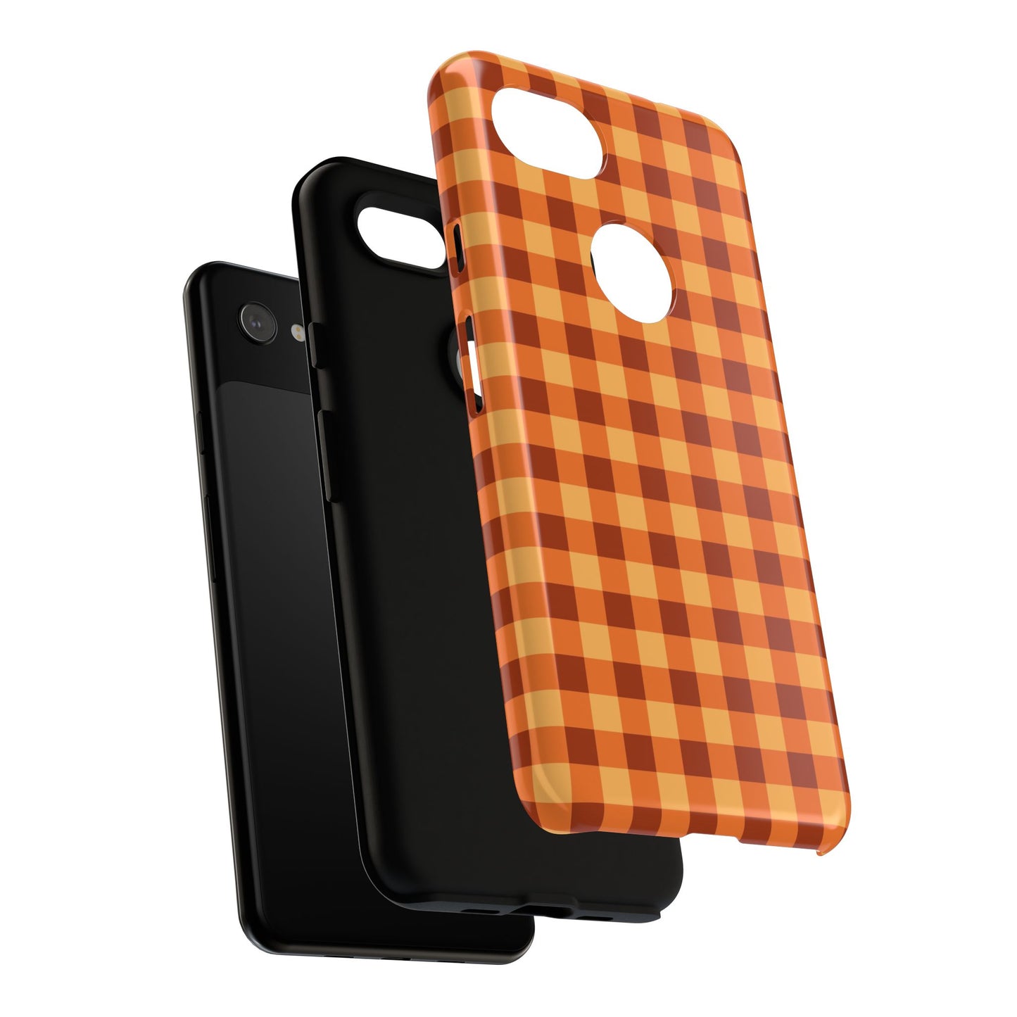 Orange Gingham Checkered Google Pixel Case
