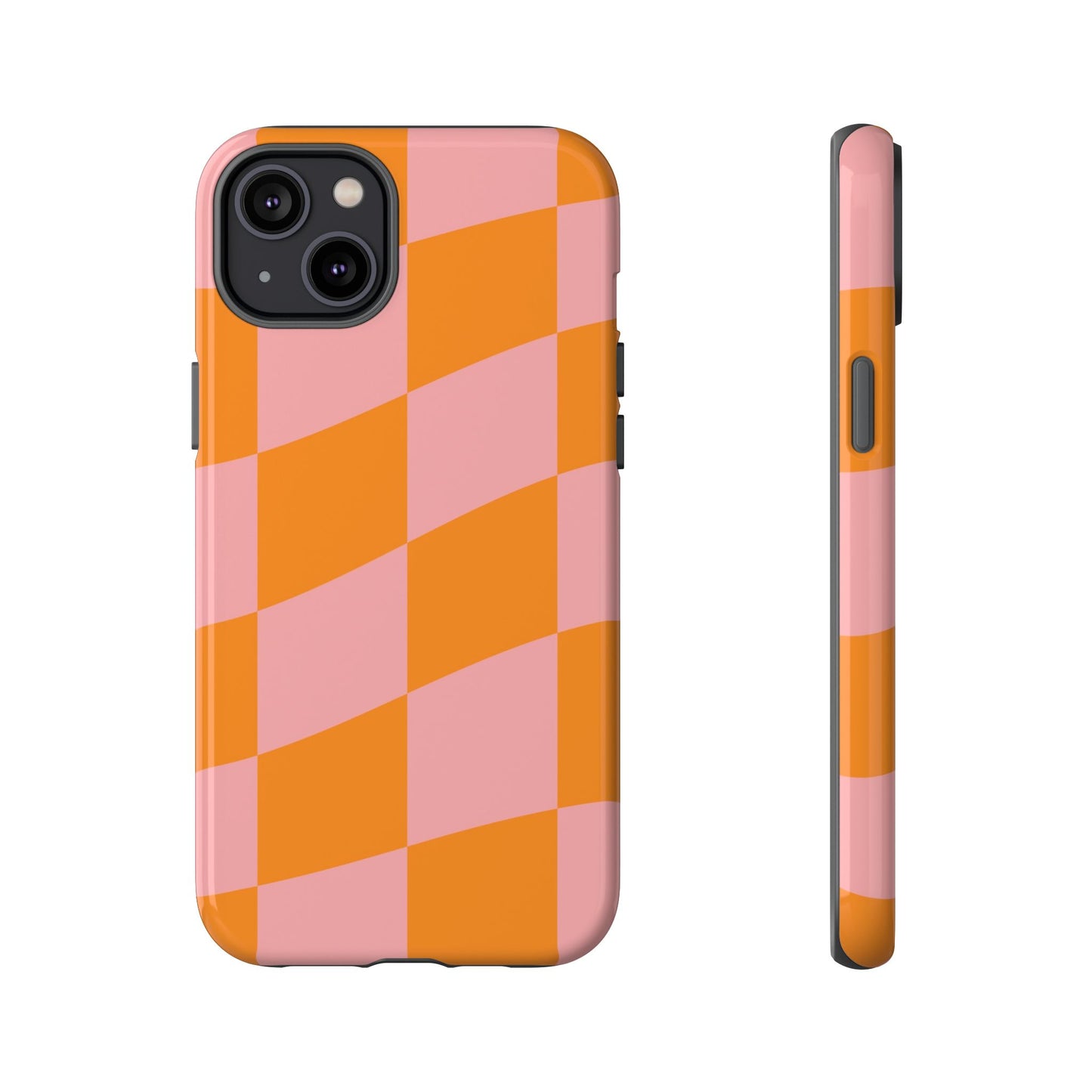Pink & Orange Wavy Checker iPhone Case