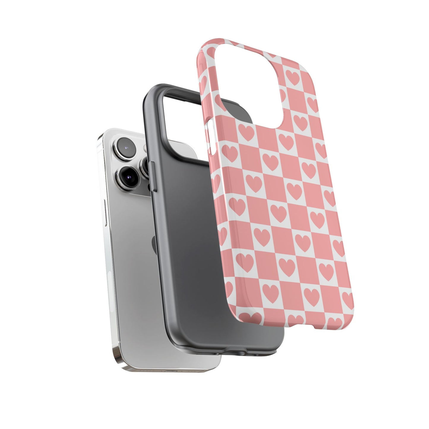 Pink Heart Checkerboard iPhone Case