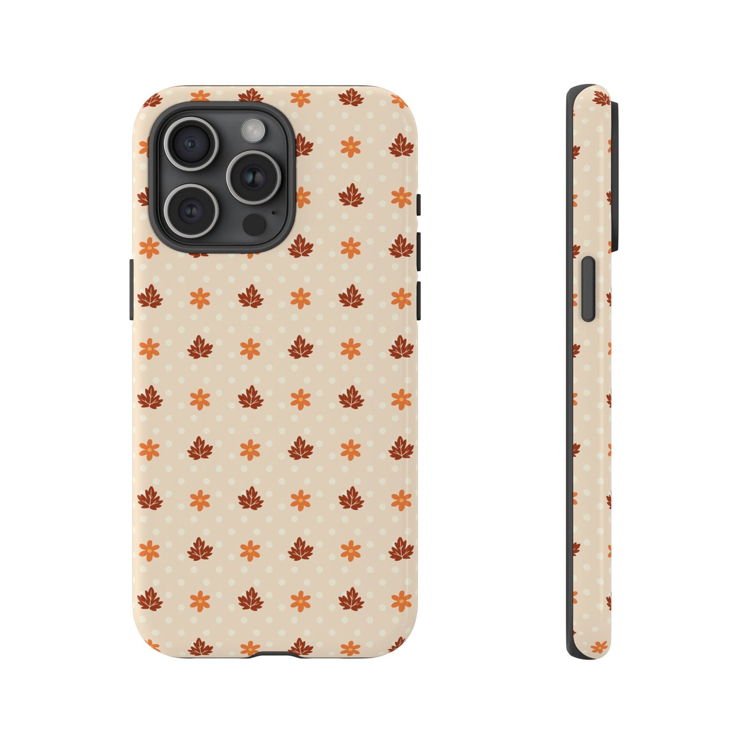 Beige Fall Floral Polka Dot iPhone Case