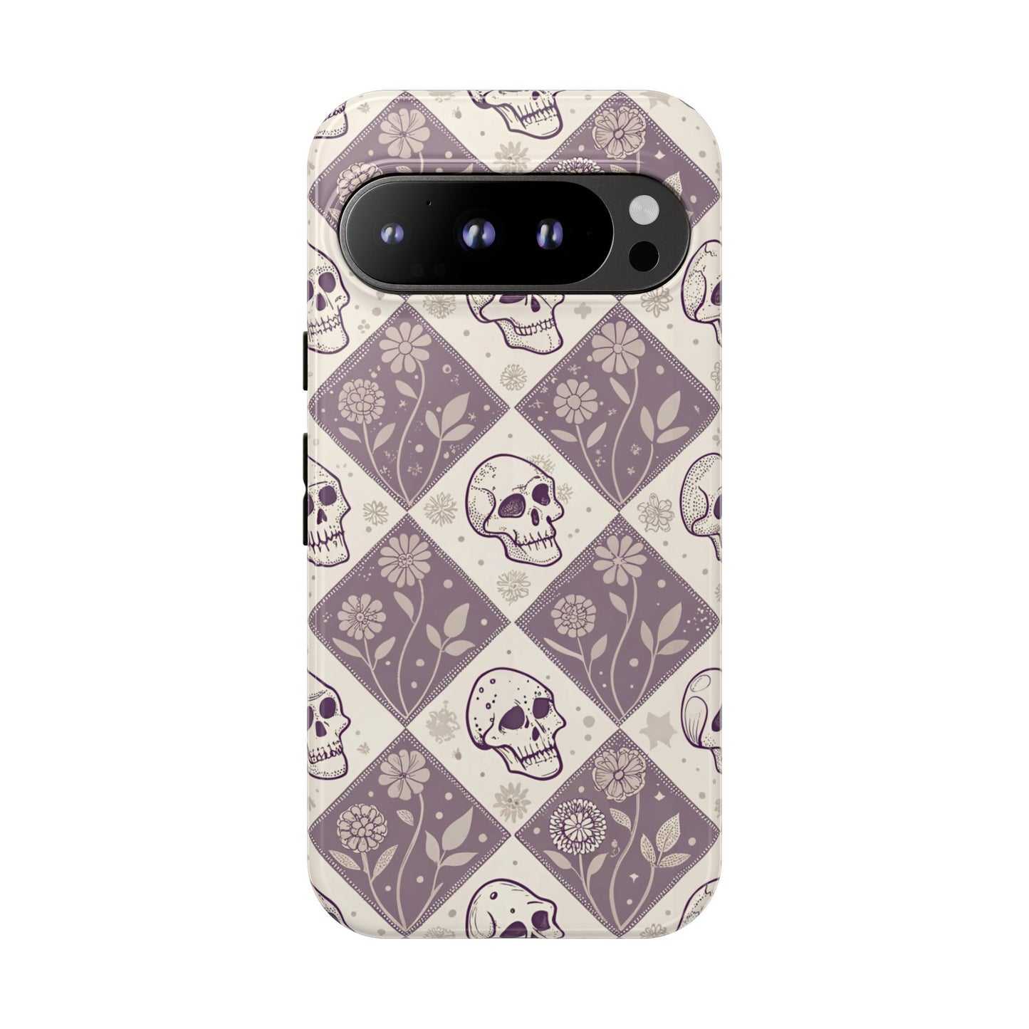 Vintage Skull & Floral Diamond Google Pixel Case