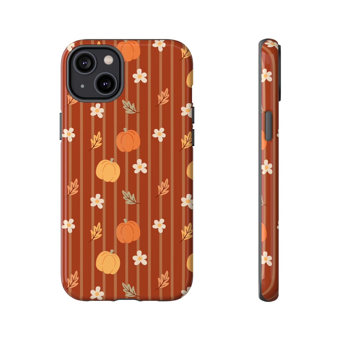 Pumpkin Spice Floral Stripe iPhone Case