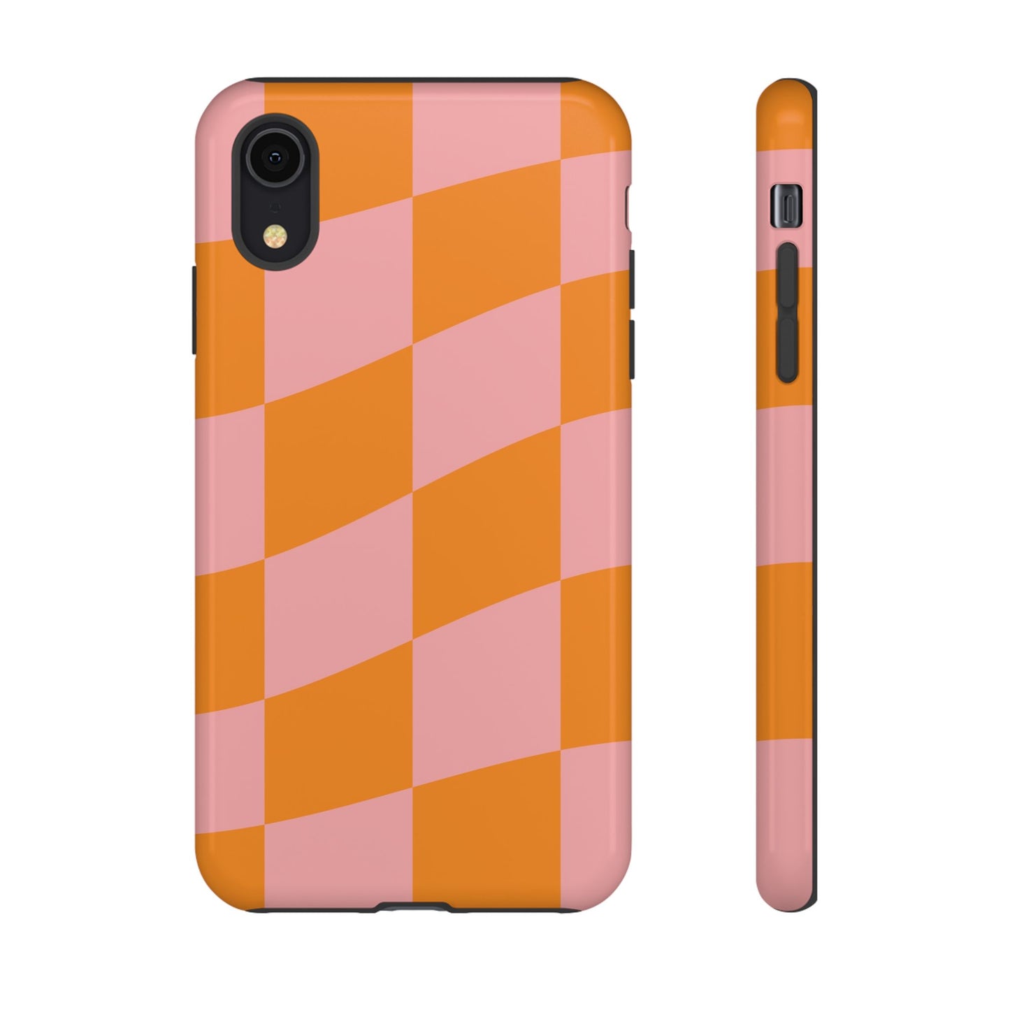 Pink & Orange Wavy Checker iPhone Case