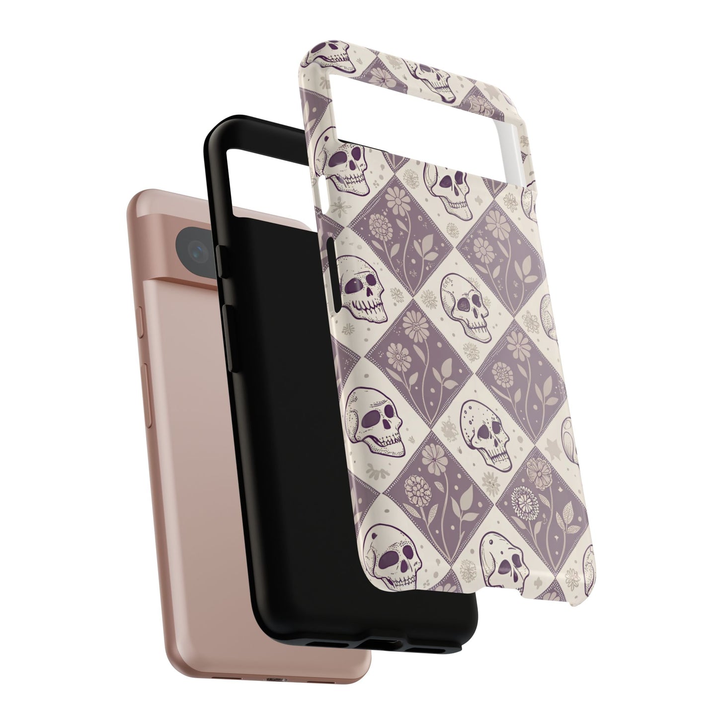 Vintage Skull & Floral Diamond Google Pixel Case