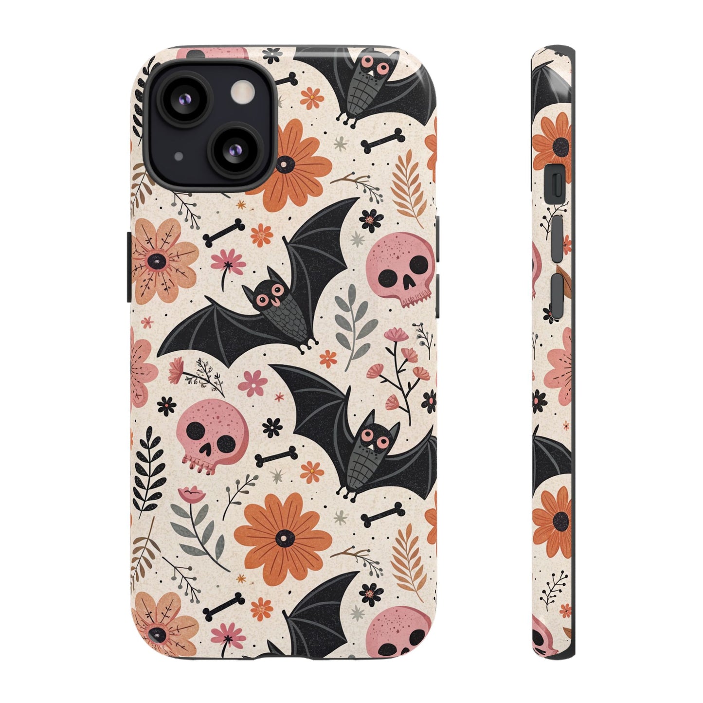 Floral Bats & Skulls Halloween iPhone Case