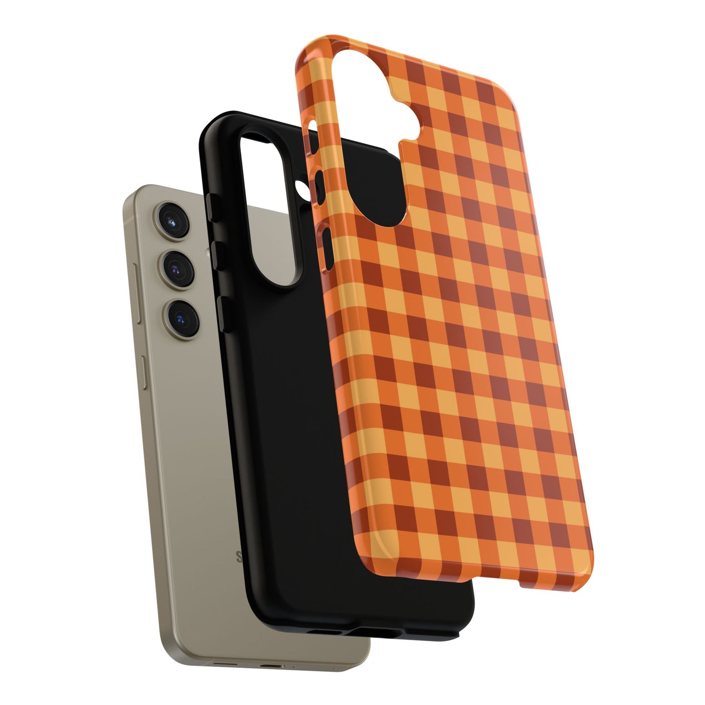 Orange Gingham Checkered Samsung Case