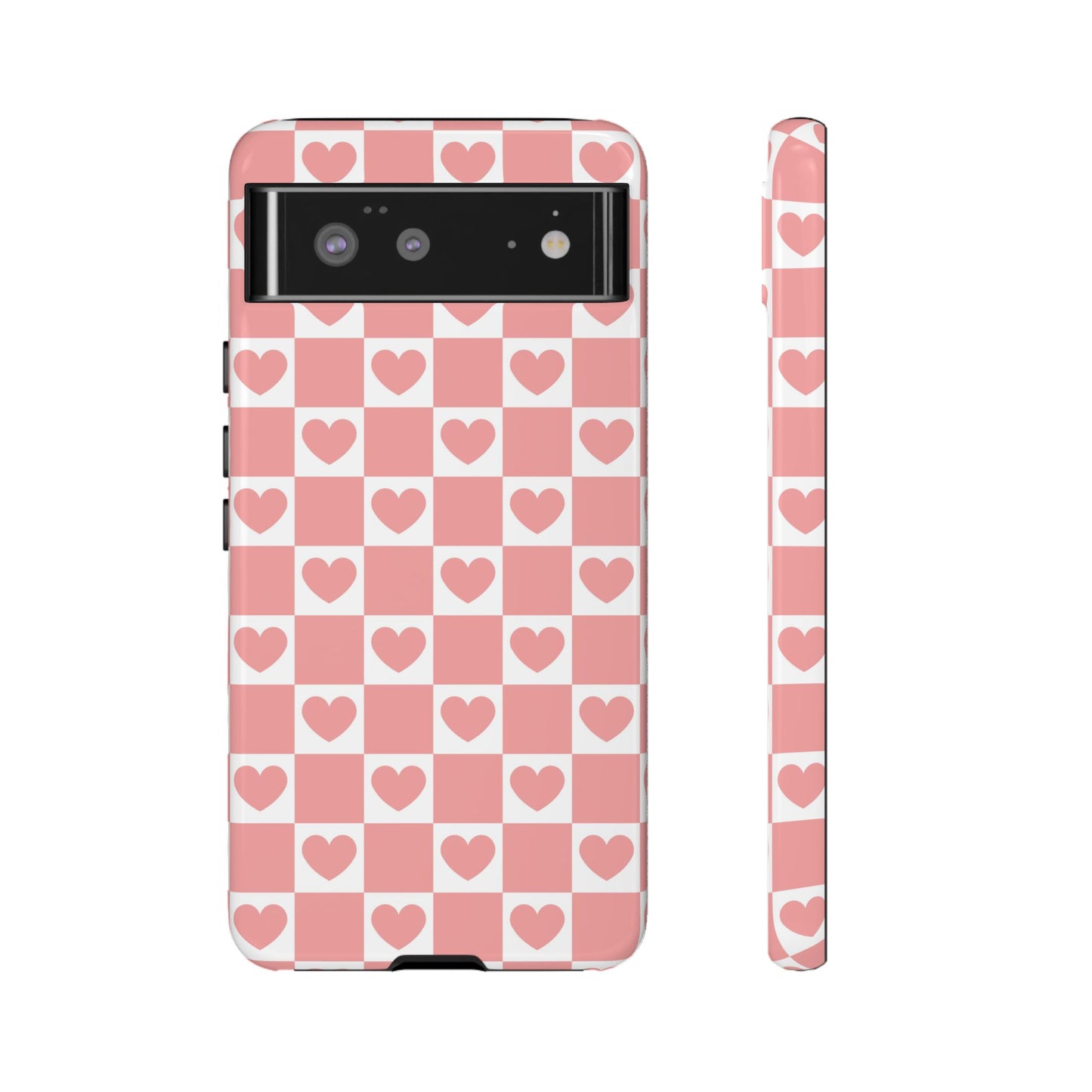 Pink Heart Checkerboard Google Pixel Case