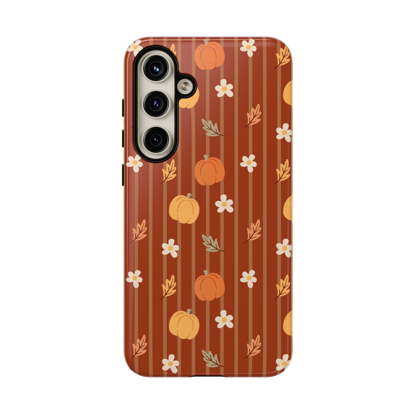 Pumpkin Spice Floral Stripe Samsung Case