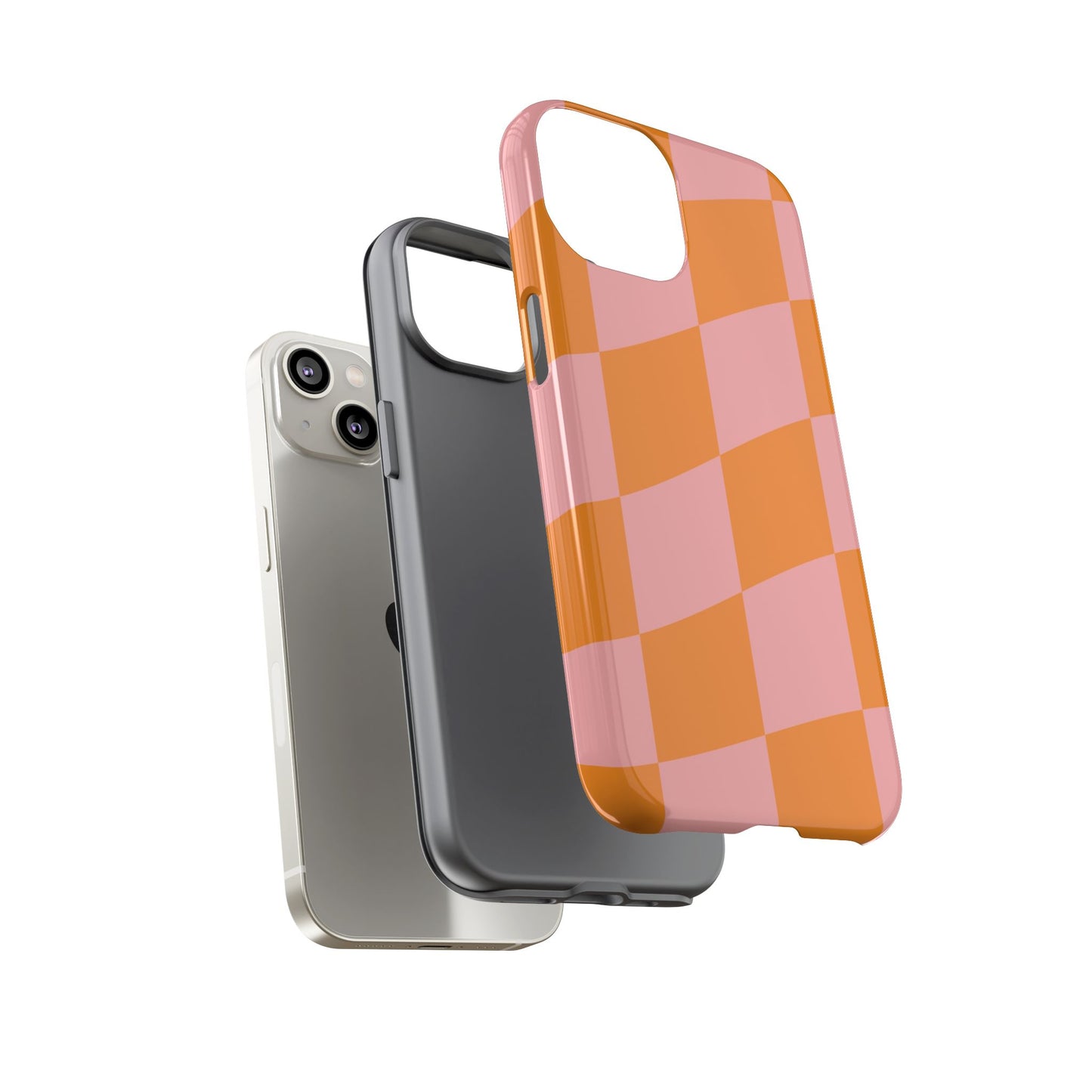 Pink & Orange Wavy Checker iPhone Case