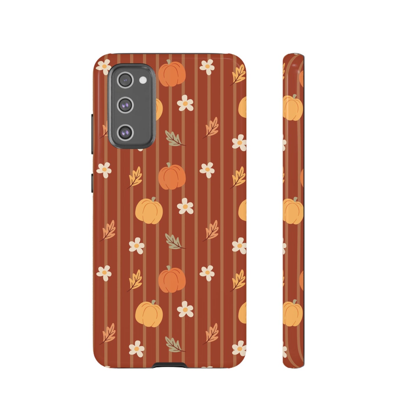 Pumpkin Spice Floral Stripe Samsung Case