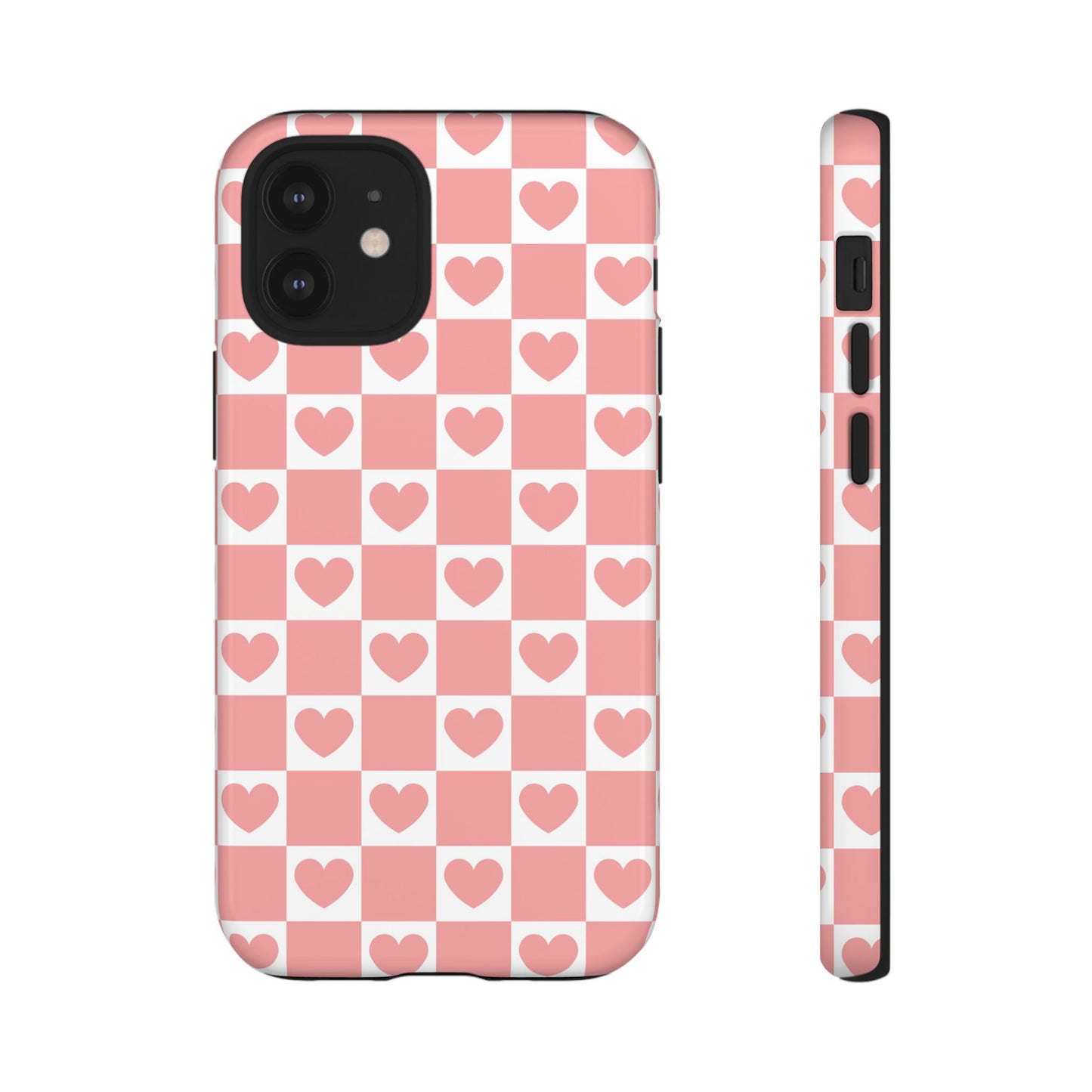 Pink Heart Checkerboard iPhone Case