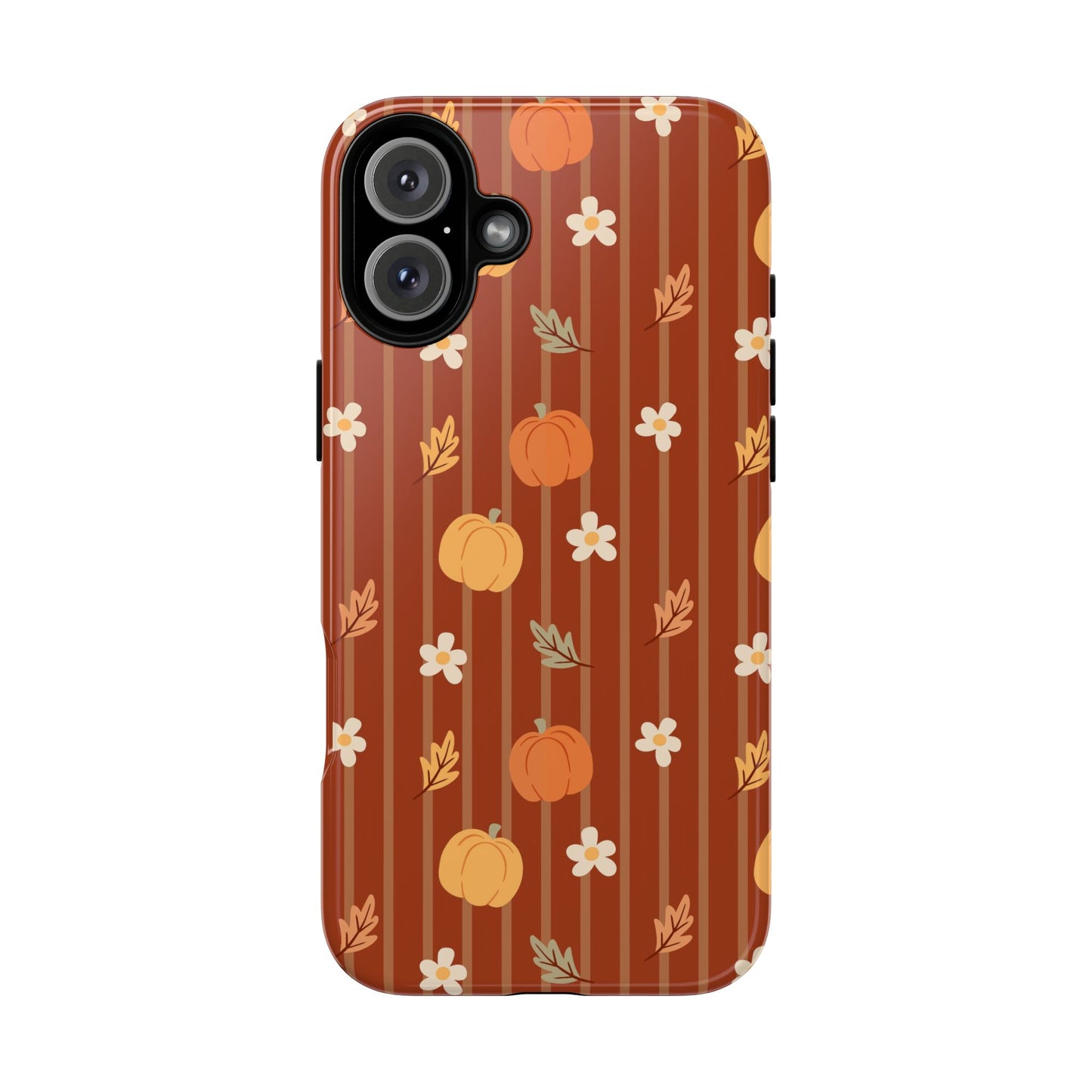 Pumpkin Spice Floral Stripe iPhone Case