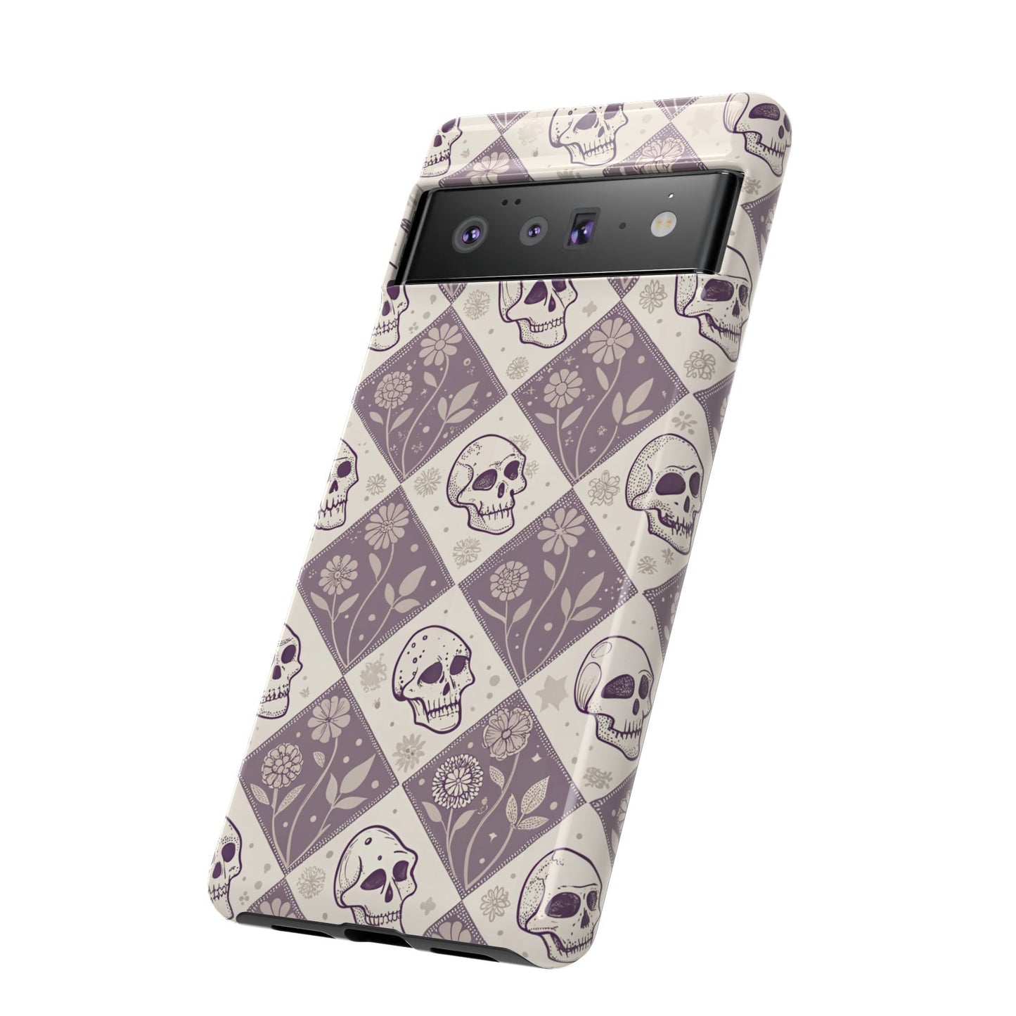 Vintage Skull & Floral Diamond Google Pixel Case