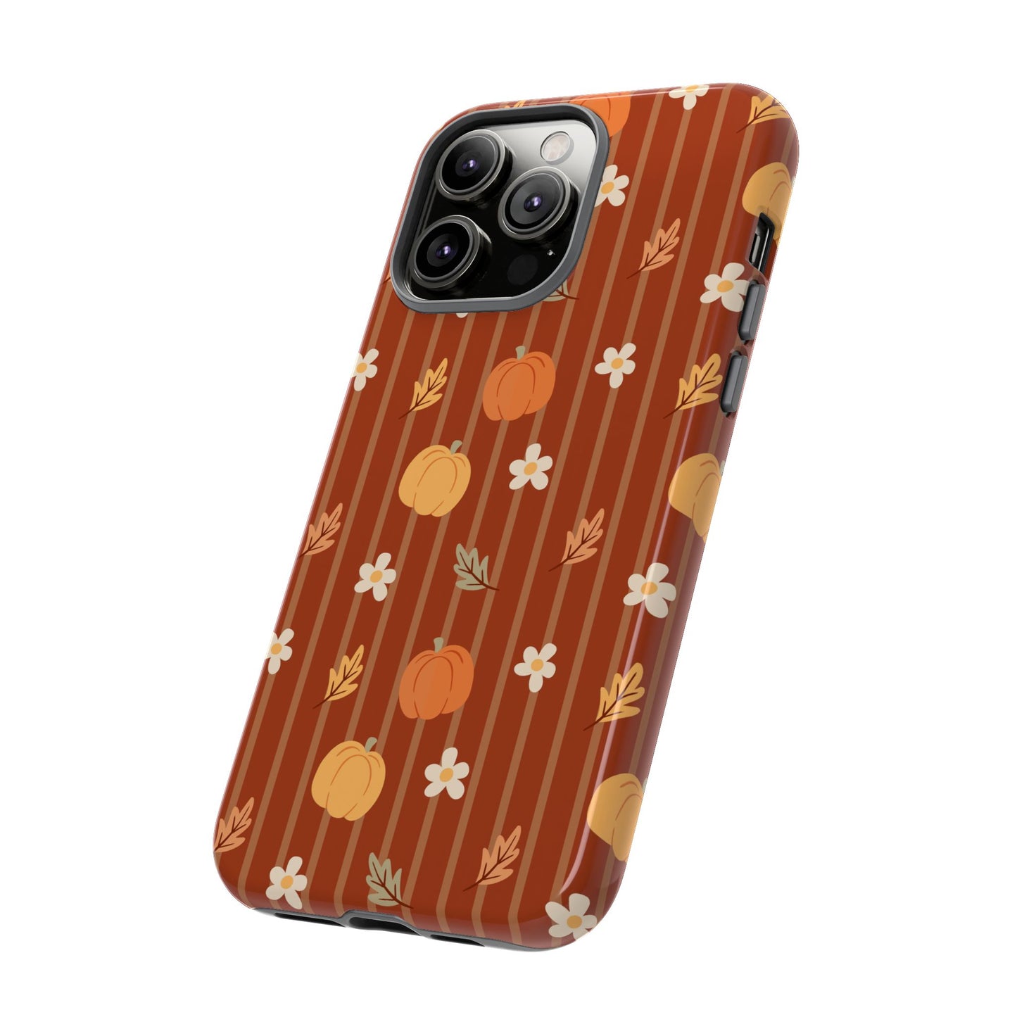 Pumpkin Spice Floral Stripe iPhone Case