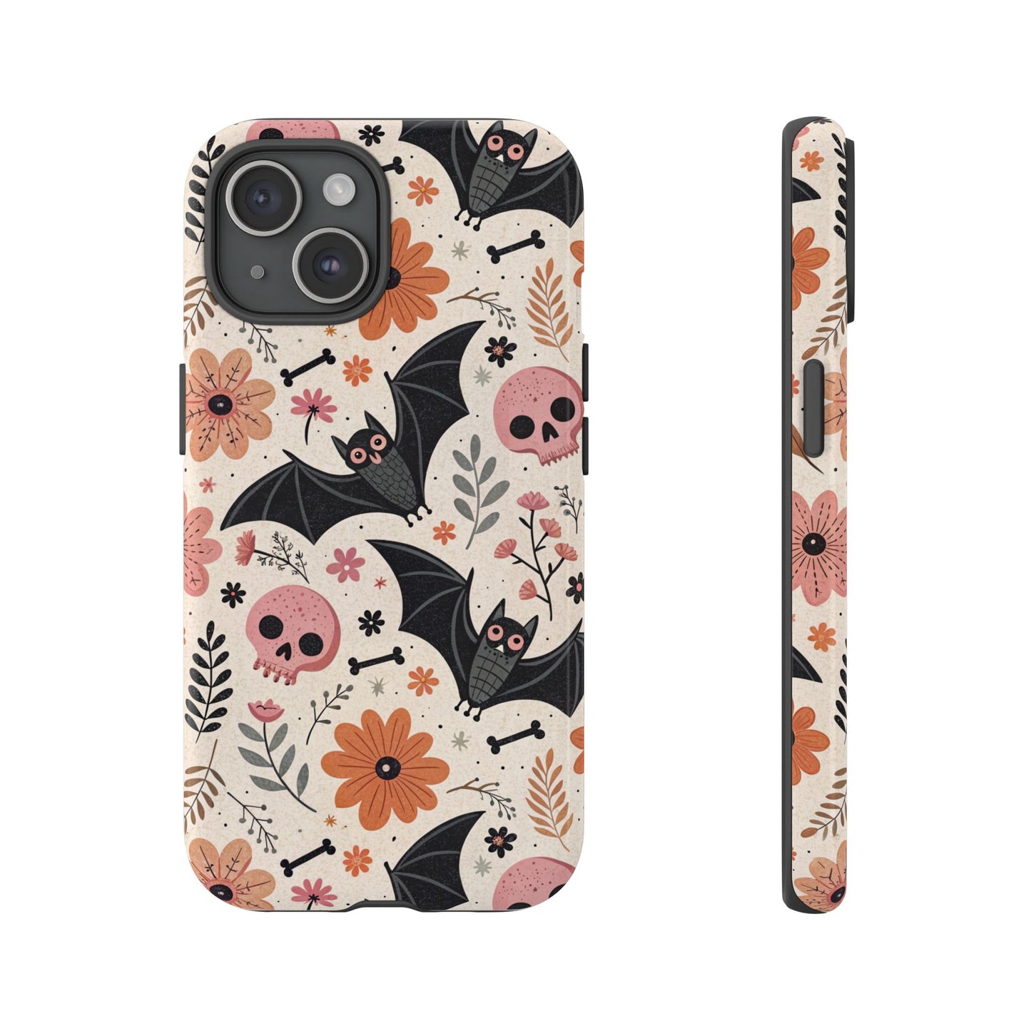 Floral Bats & Skulls Halloween iPhone Case