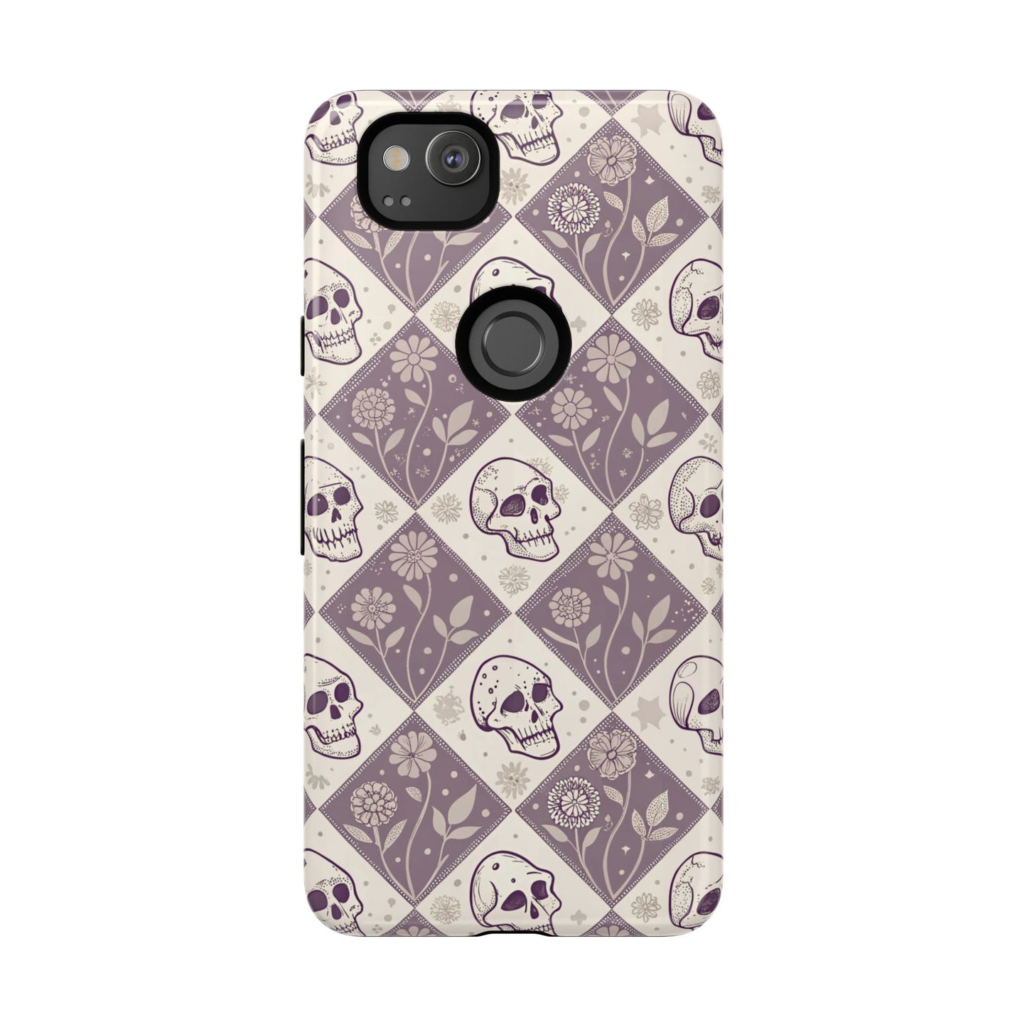 Vintage Skull & Floral Diamond Google Pixel Case