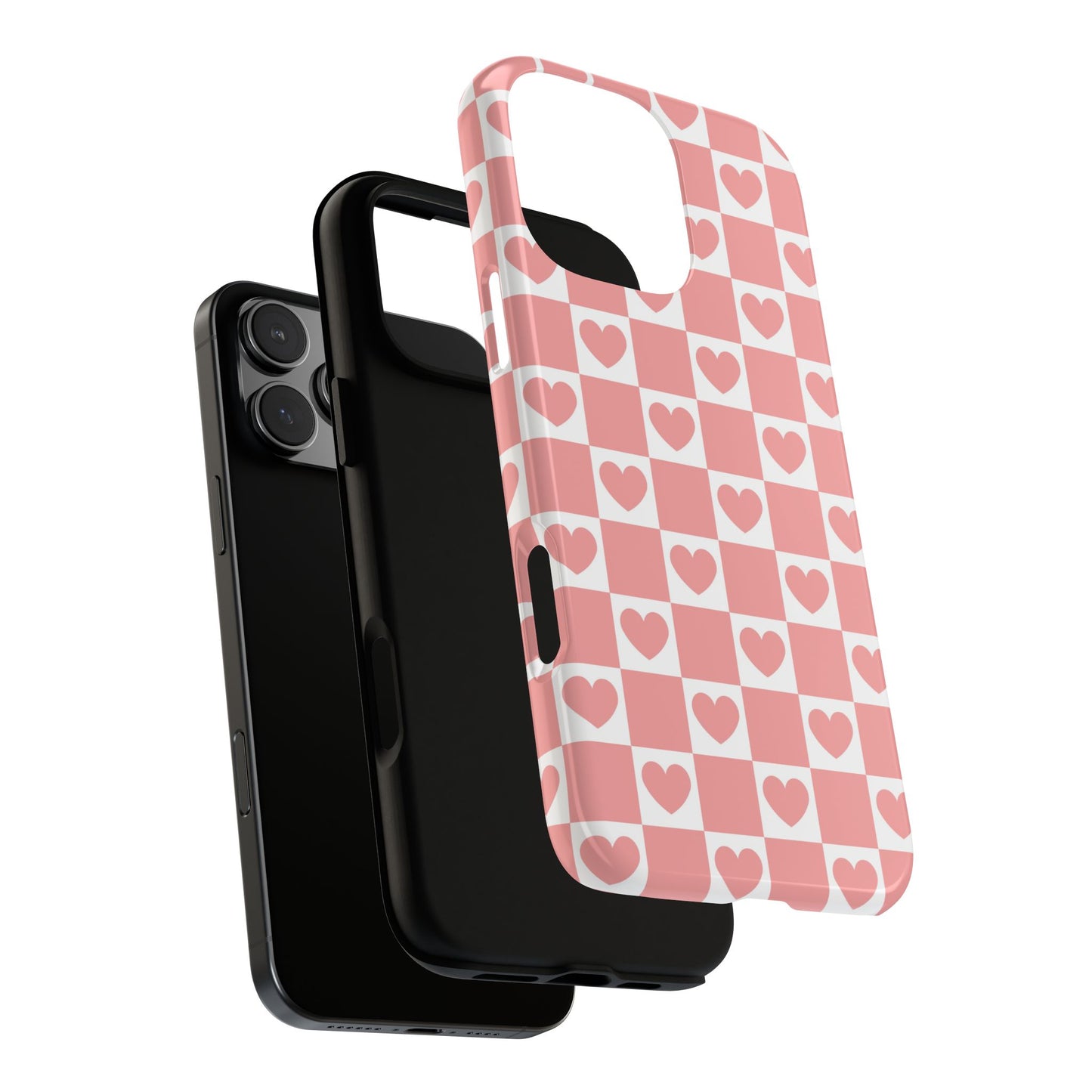 Pink Heart Checkerboard iPhone Case