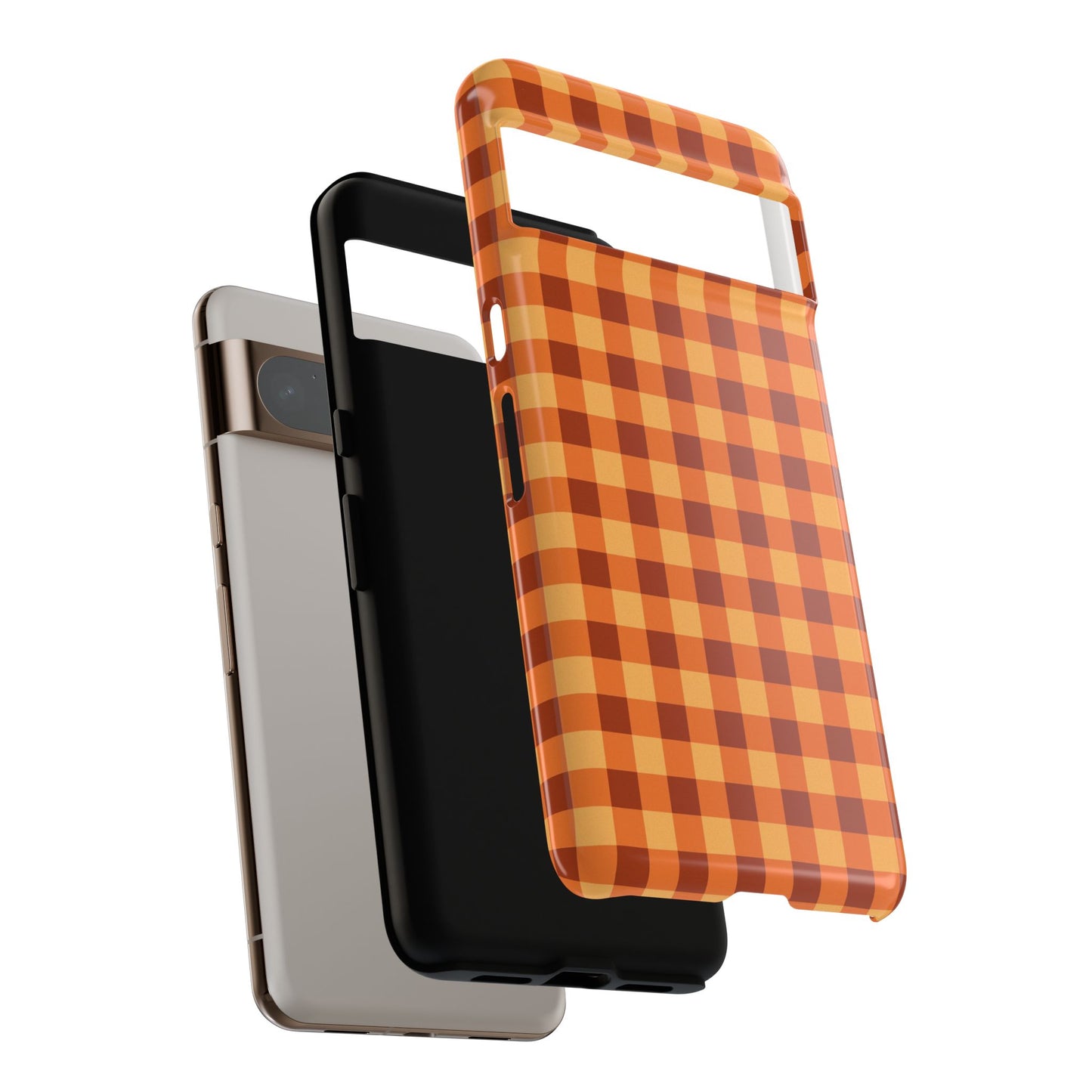 Orange Gingham Checkered Google Pixel Case
