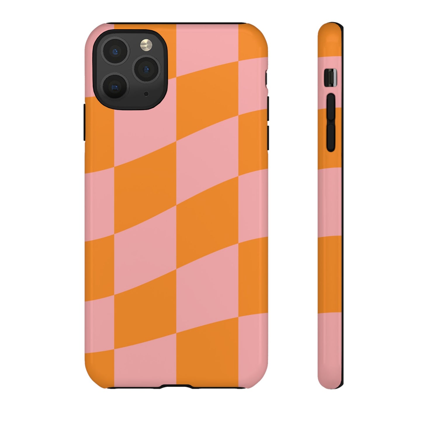 Pink & Orange Wavy Checker iPhone Case