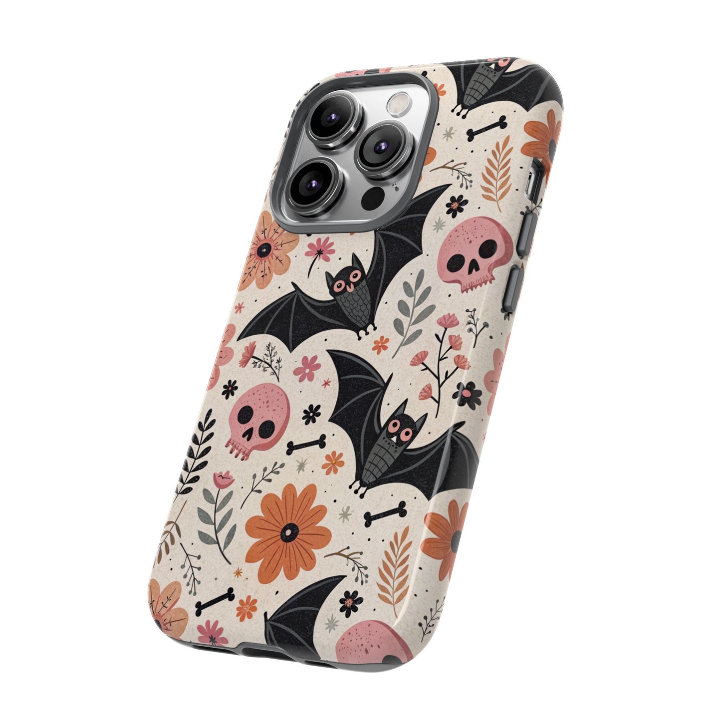 Floral Bats & Skulls Halloween iPhone Case