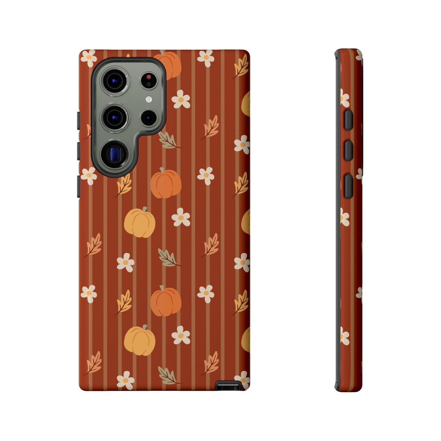 Pumpkin Spice Floral Stripe Samsung Case