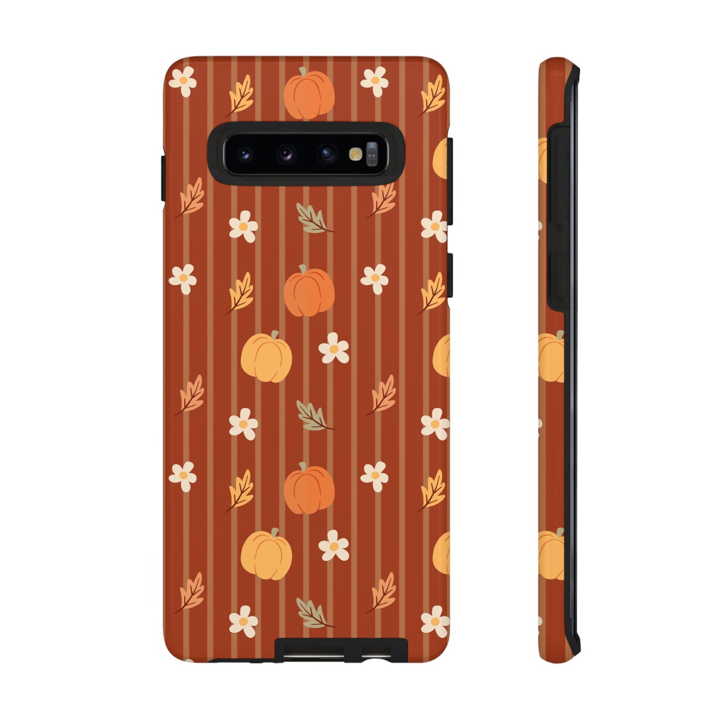 Pumpkin Spice Floral Stripe Samsung Case