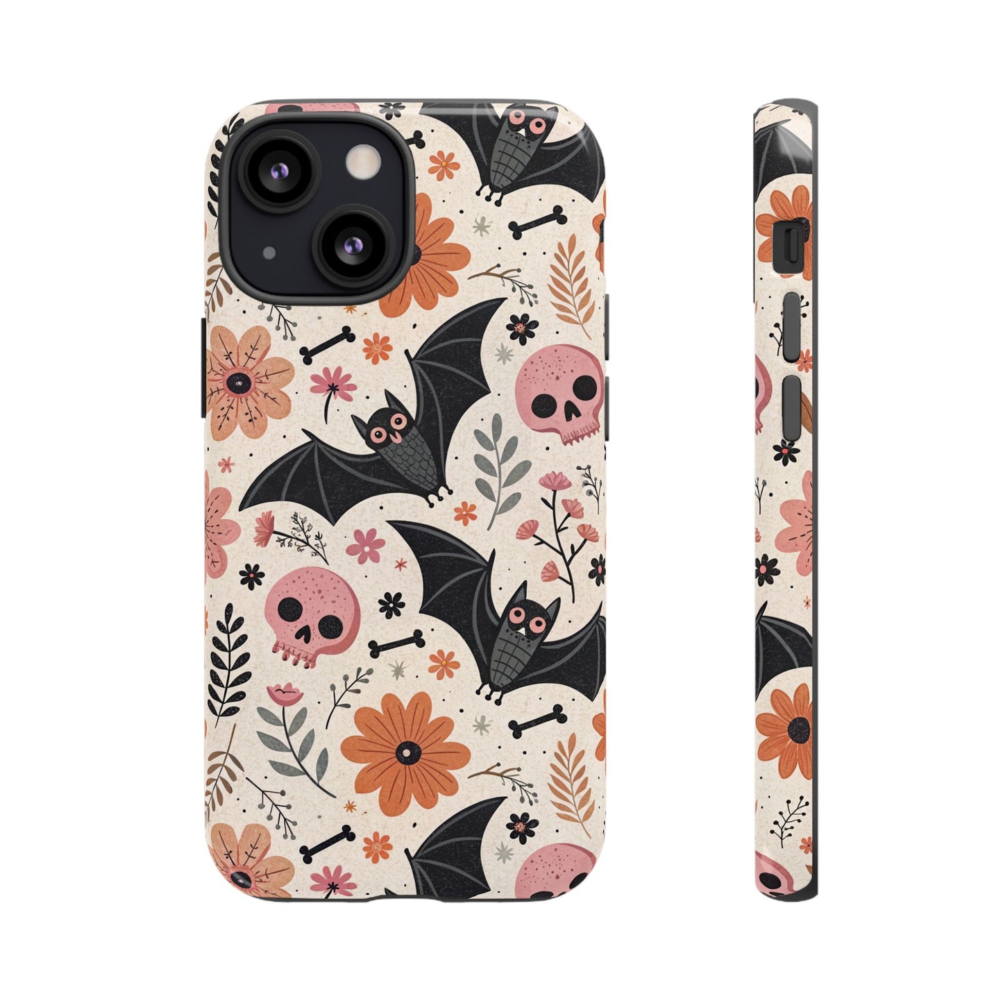 Floral Bats & Skulls Halloween iPhone Case