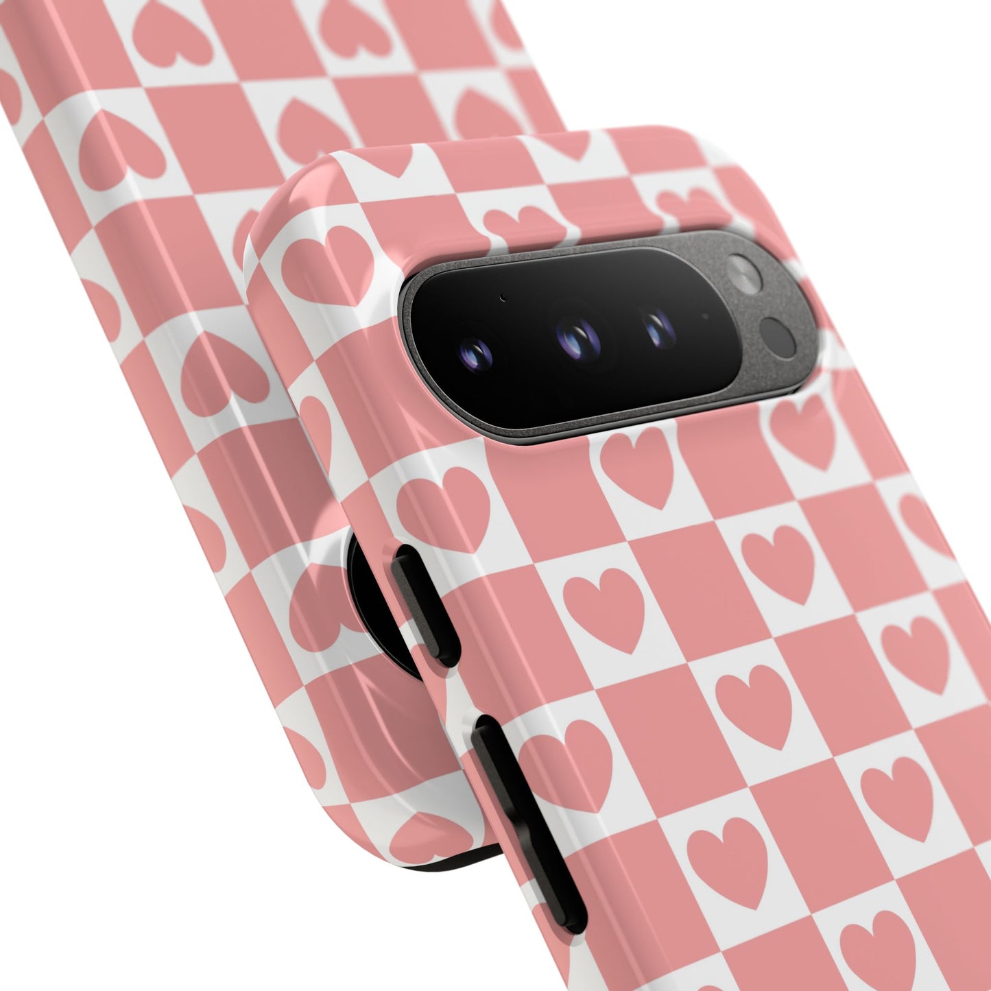 Pink Heart Checkerboard Google Pixel Case