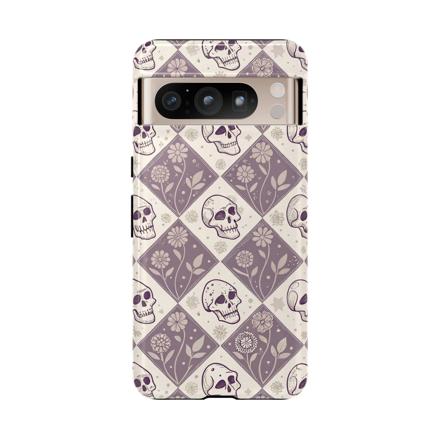 Vintage Skull & Floral Diamond Google Pixel Case